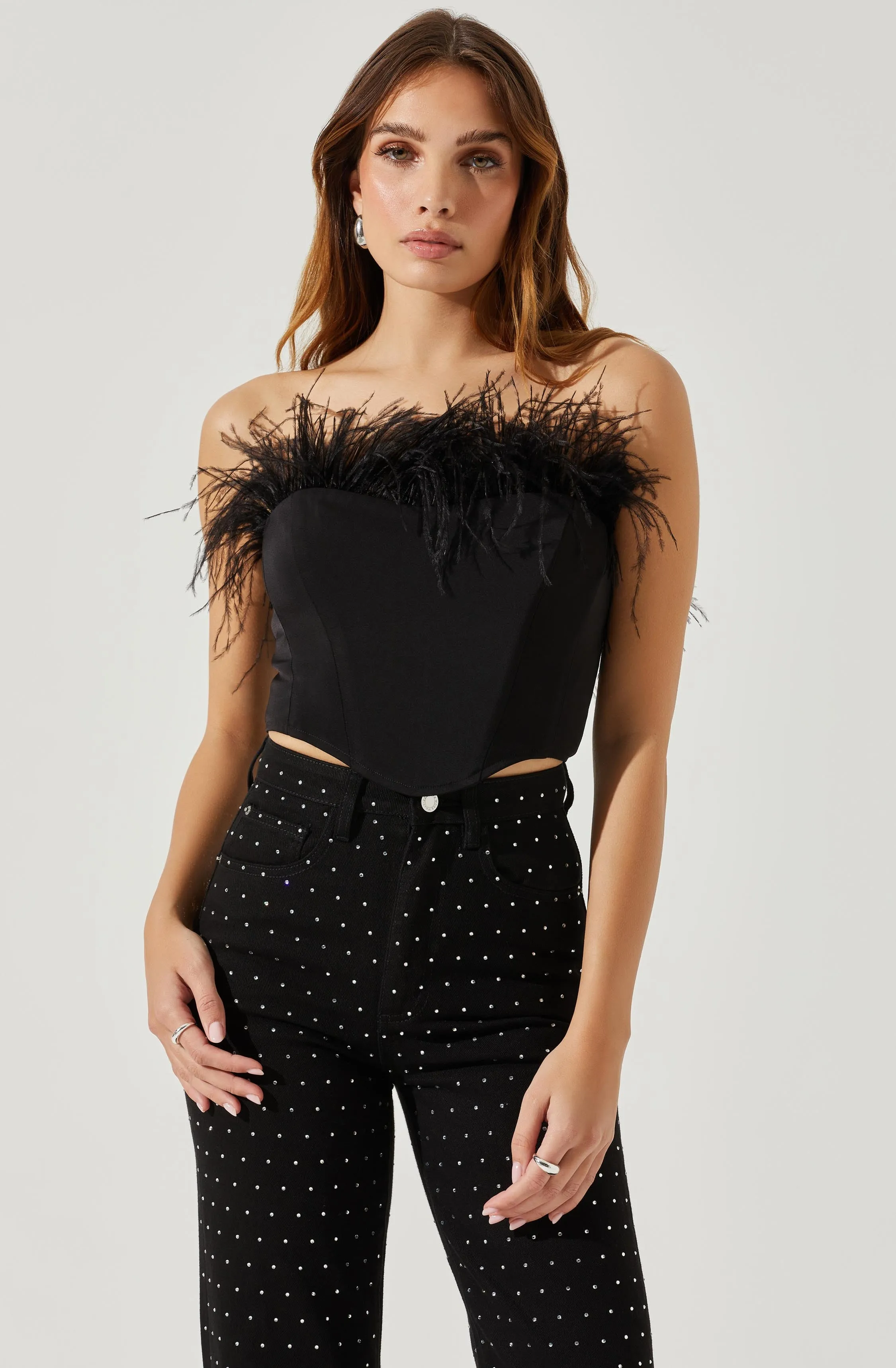 Tatiana Feather Trim Corset Top sold by Astr product image thumbnail 3