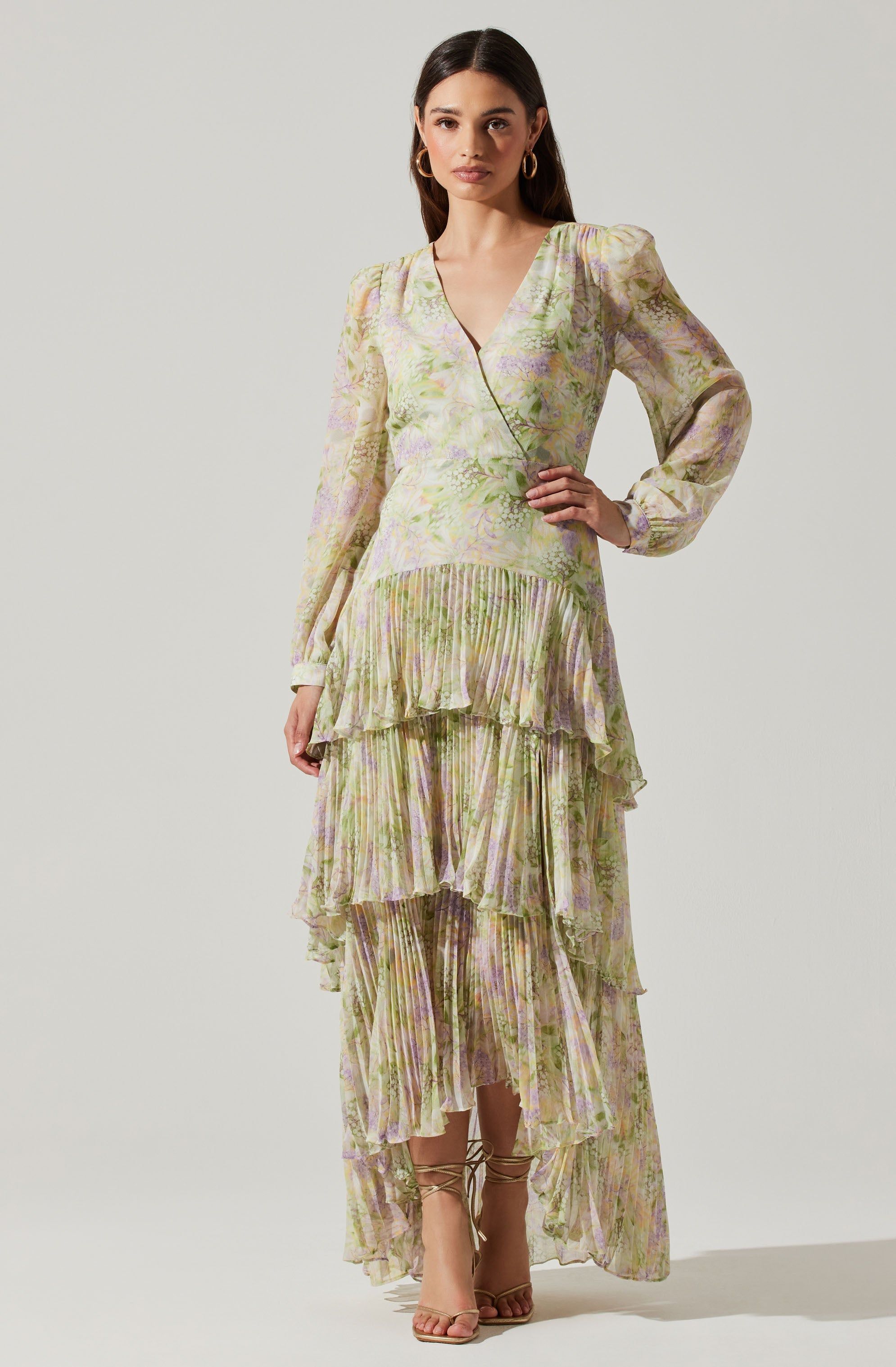 Innessa Long Sleeve Tiered Maxi Dress sold by Astr