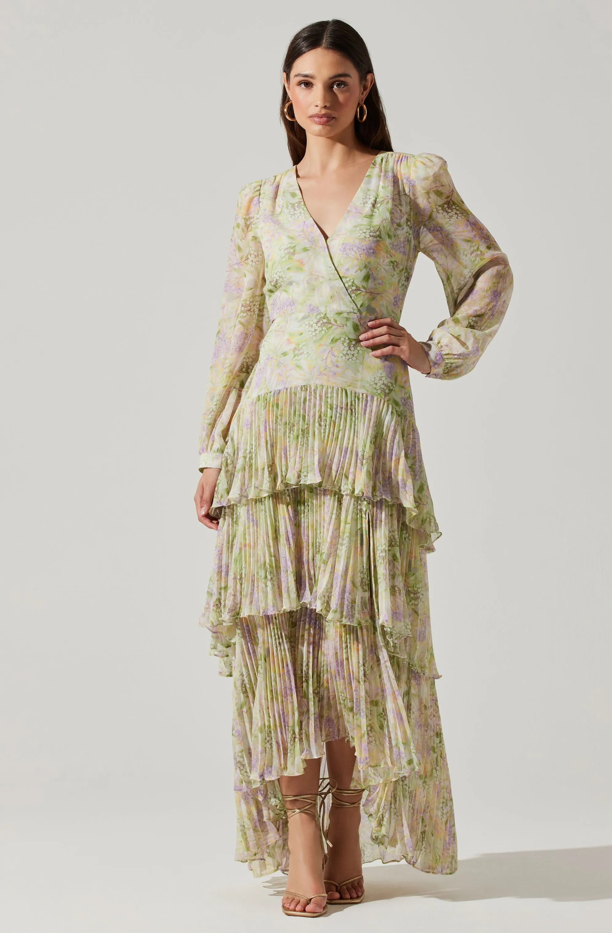 Innessa Long Sleeve Tiered Maxi Dress sold by Astr