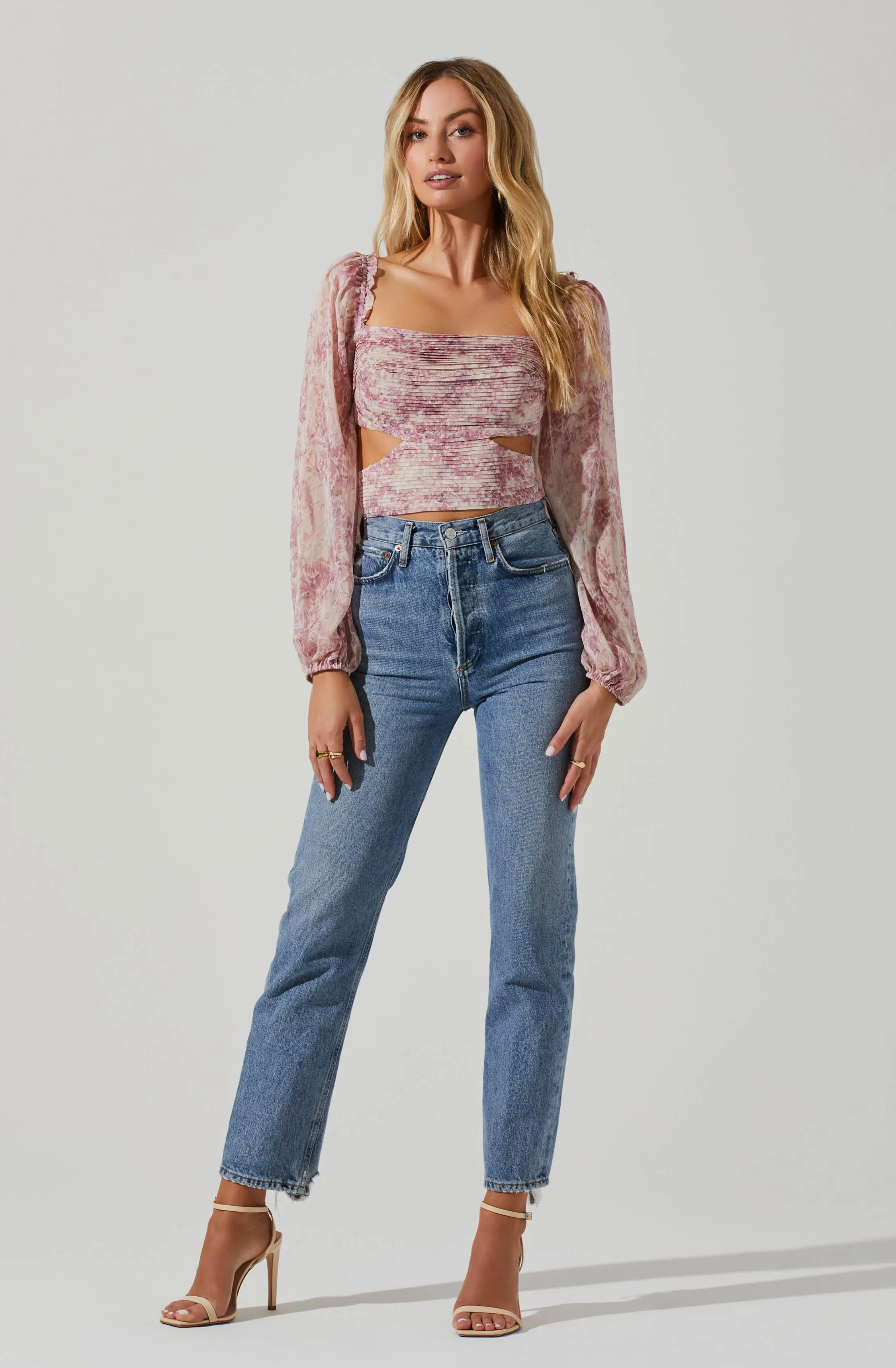 Savita Abstract Print Ruched Cutout Top sold by Astr product image thumbnail 2