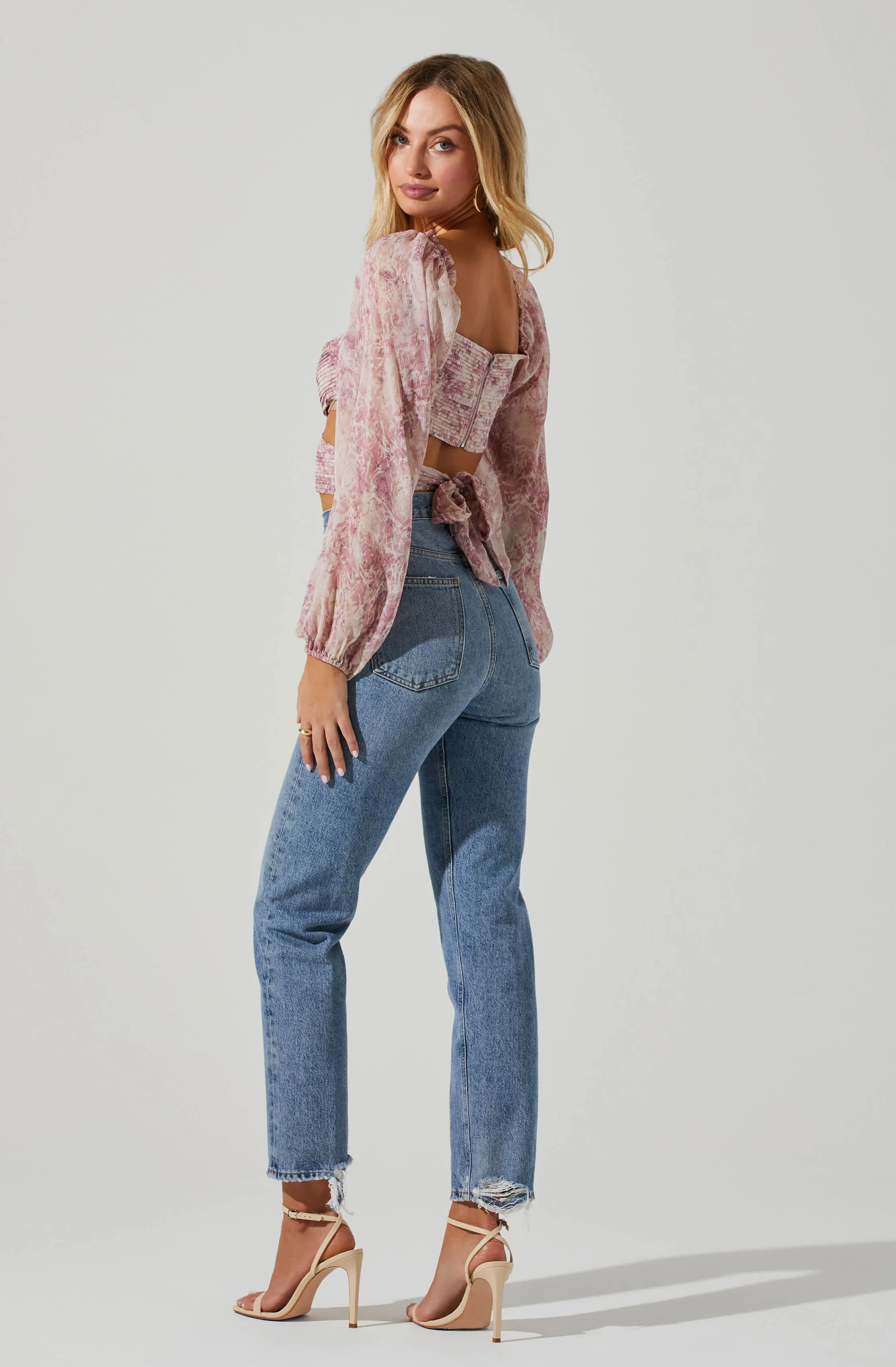 Savita Abstract Print Ruched Cutout Top sold by Astr product image thumbnail 4