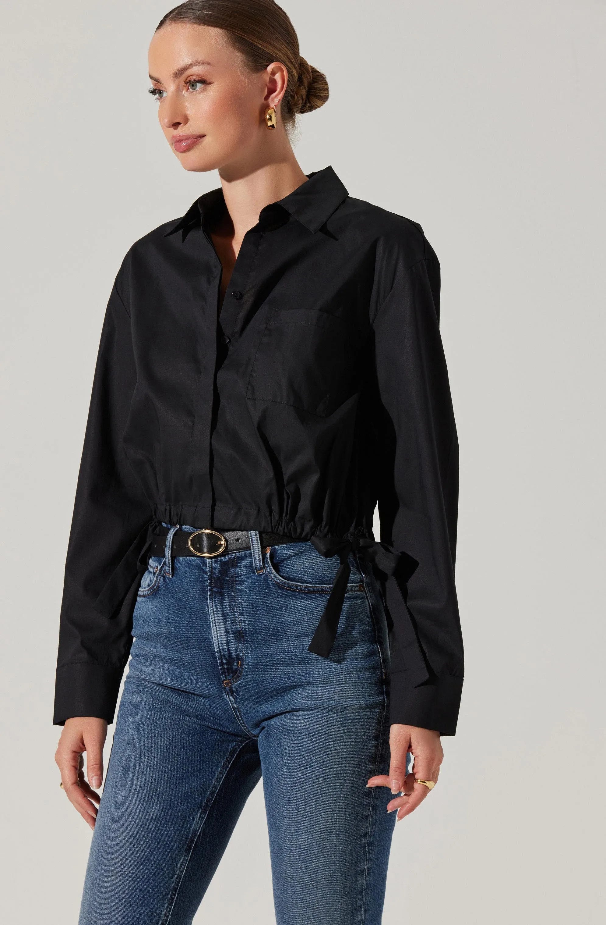Cyril Cinch Waist Button-Up Top sold by Astr product image thumbnail 3