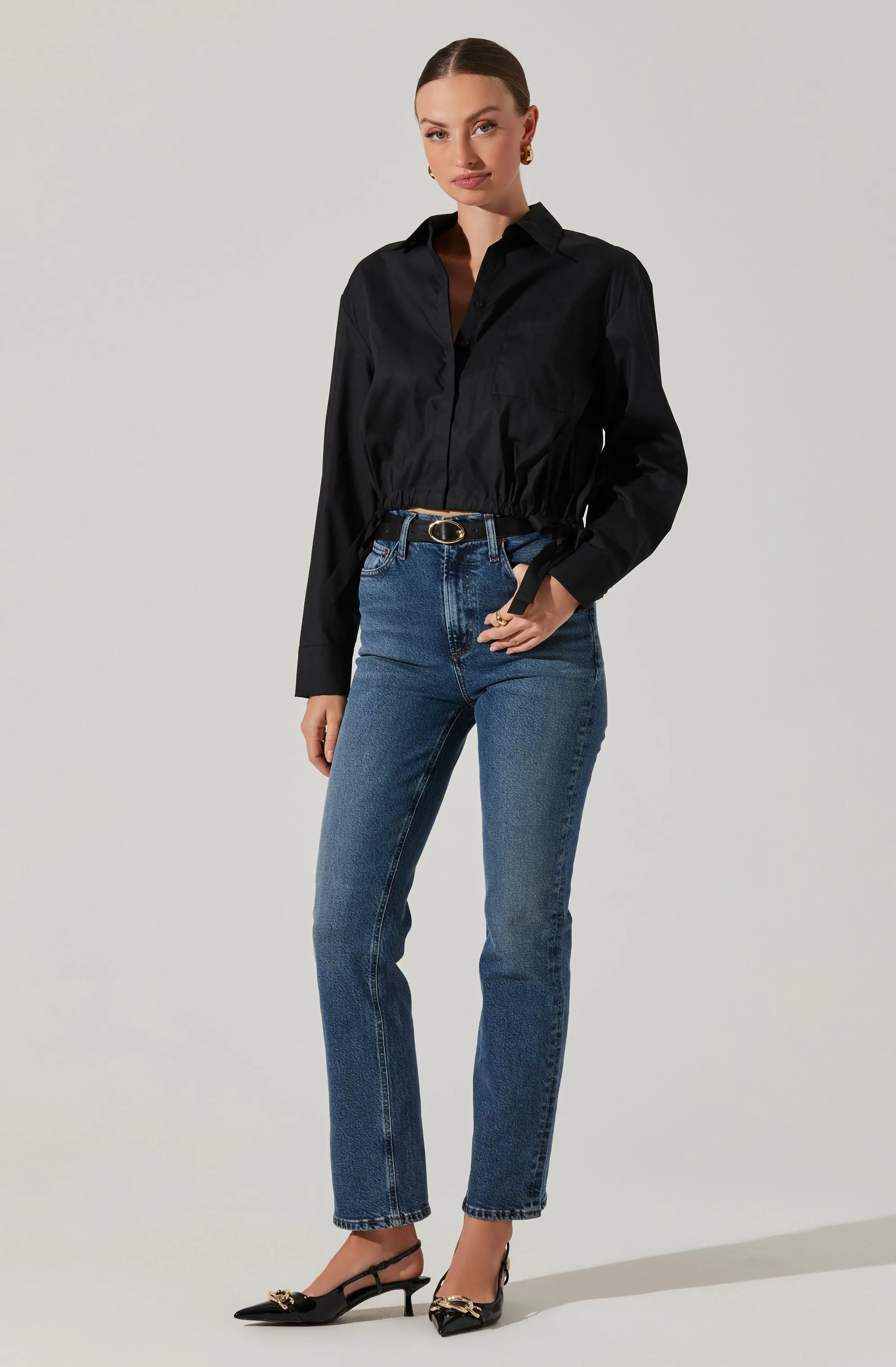 Cyril Cinch Waist Button-Up Top sold by Astr product image thumbnail 5