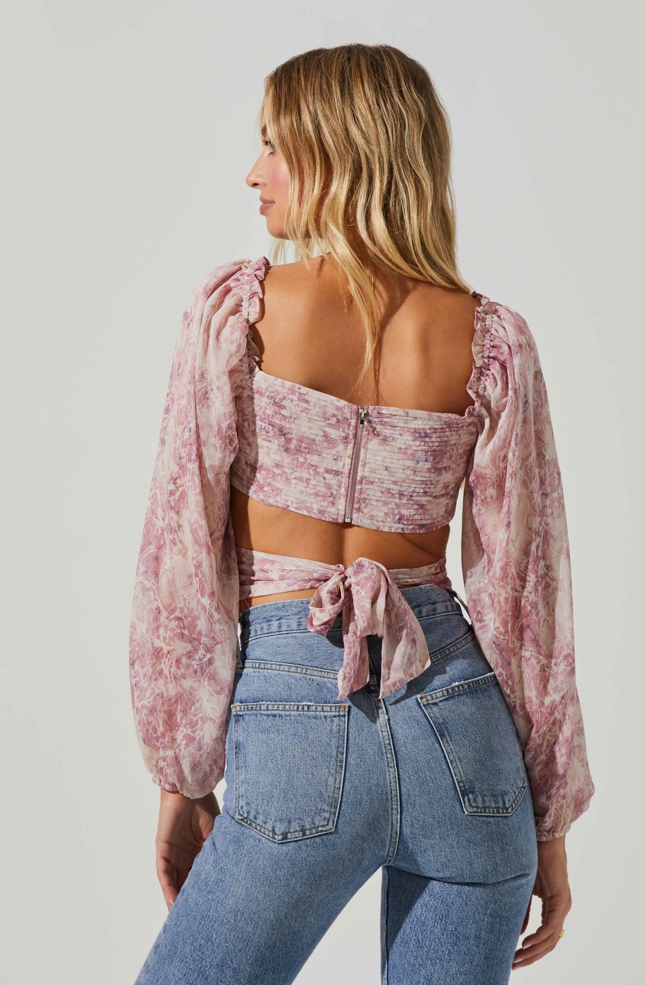 Savita Abstract Print Ruched Cutout Top sold by Astr product image thumbnail 5