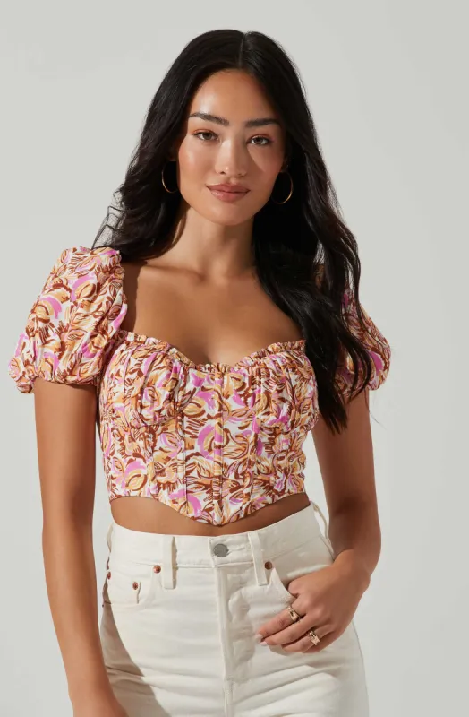 Paola Floral Puff Sleeve Top sold by Astr