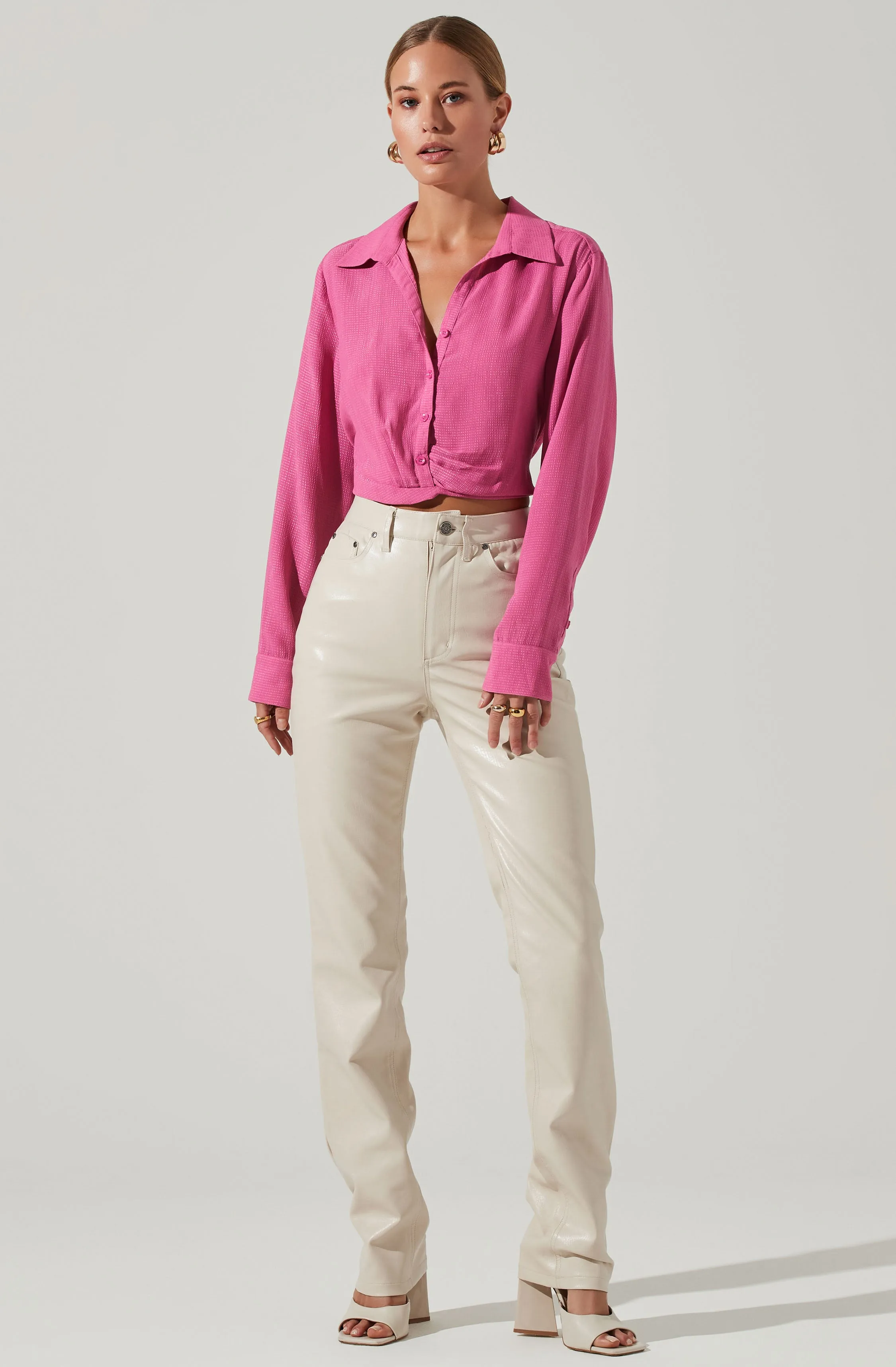 Camden Cropped Button Down Collared Top sold by Astr product image thumbnail 2