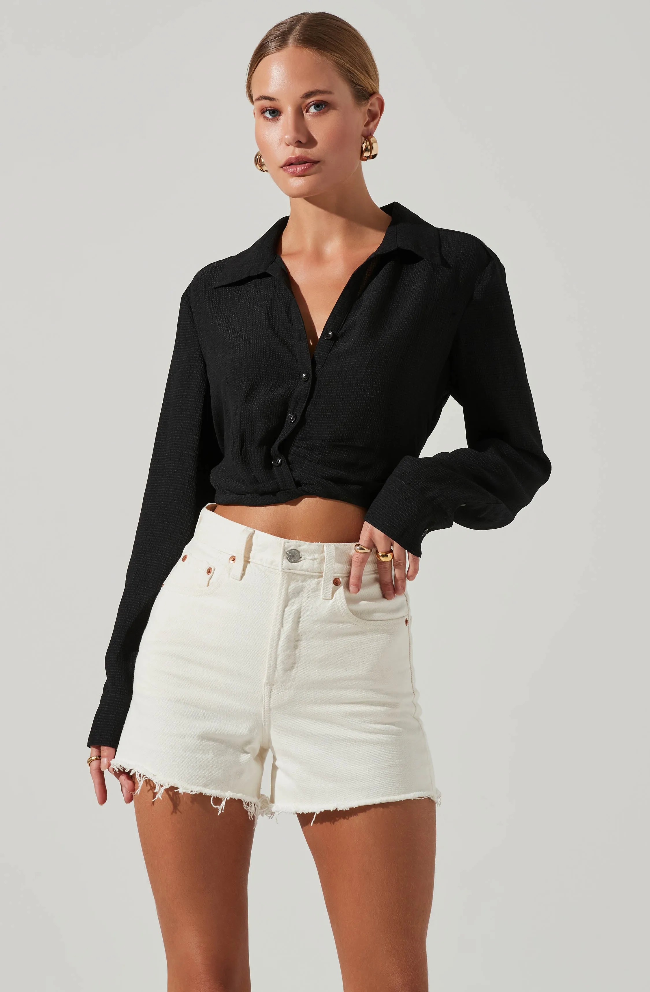 Camden Cropped Button Down Collared Top sold by Astr product image thumbnail 5