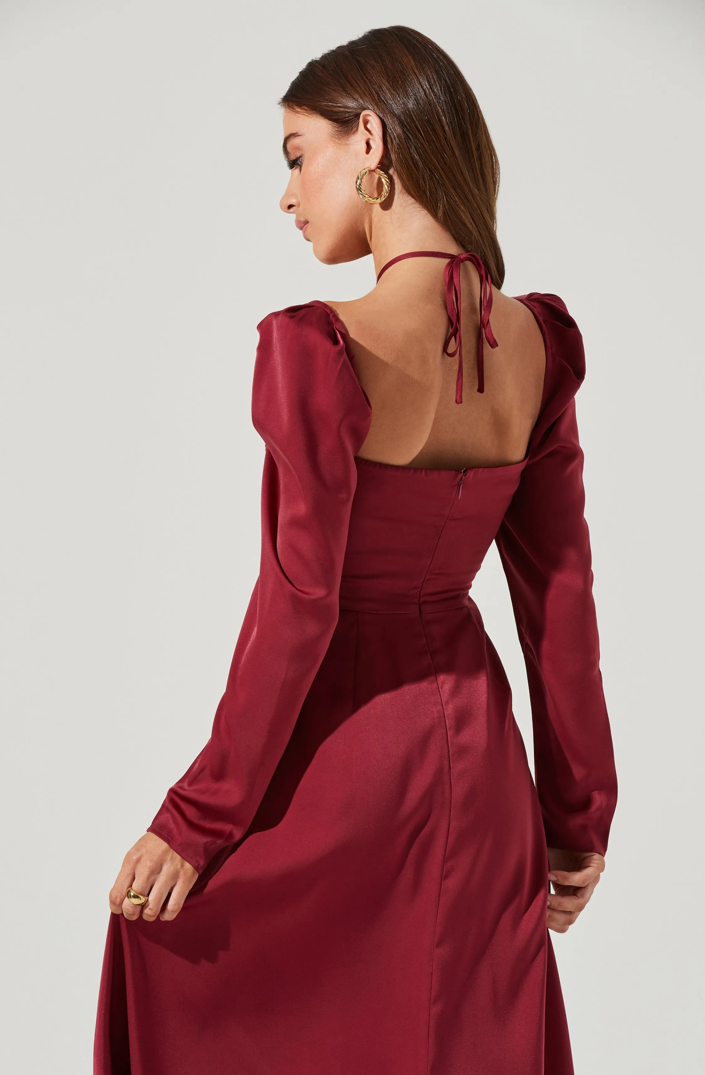 Cinched Halter Tie Satin Midi Dress sold by Astr product image thumbnail 4