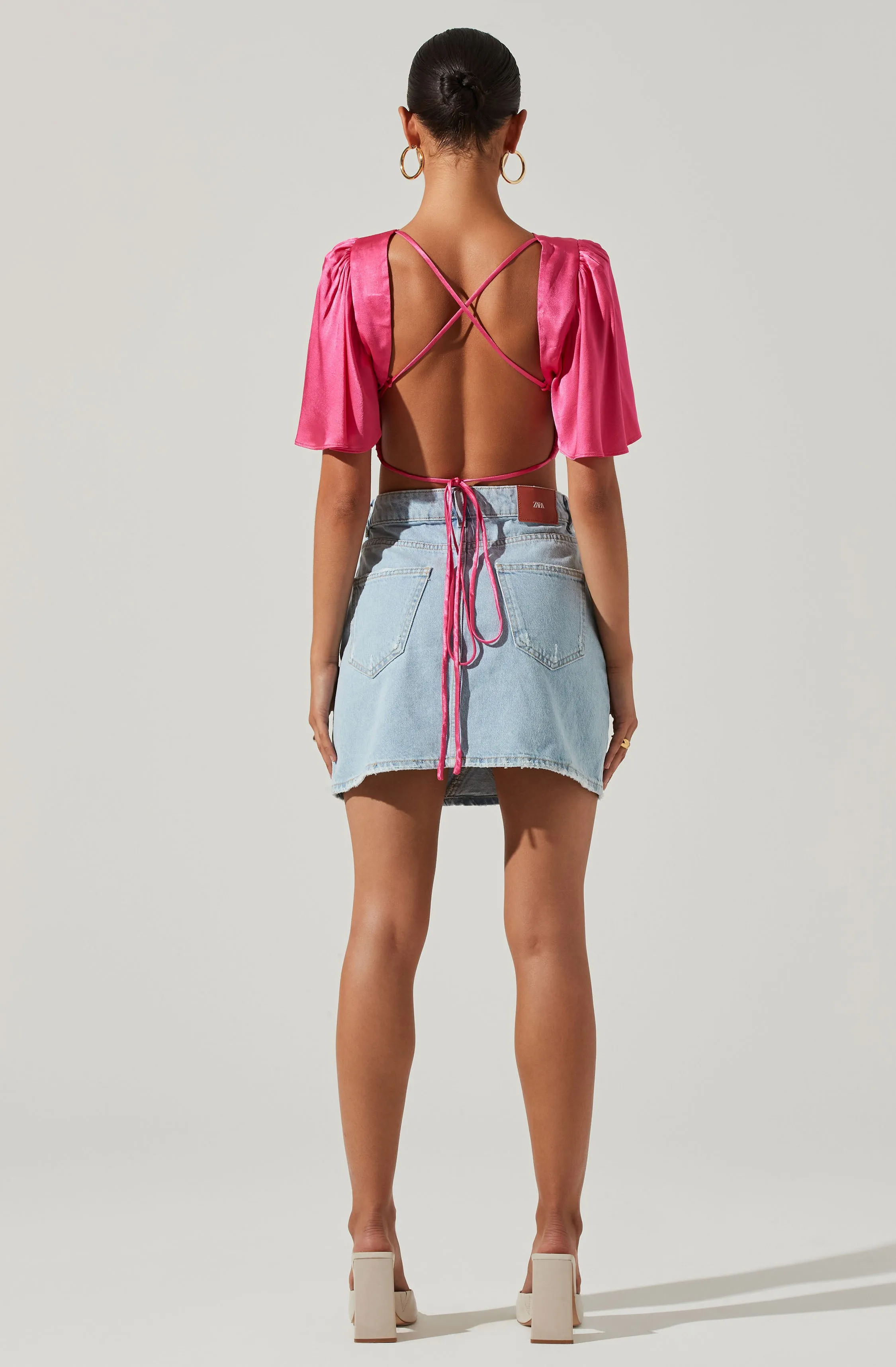 Zita Satin Open Back Crop Top sold by Astr product image thumbnail 3