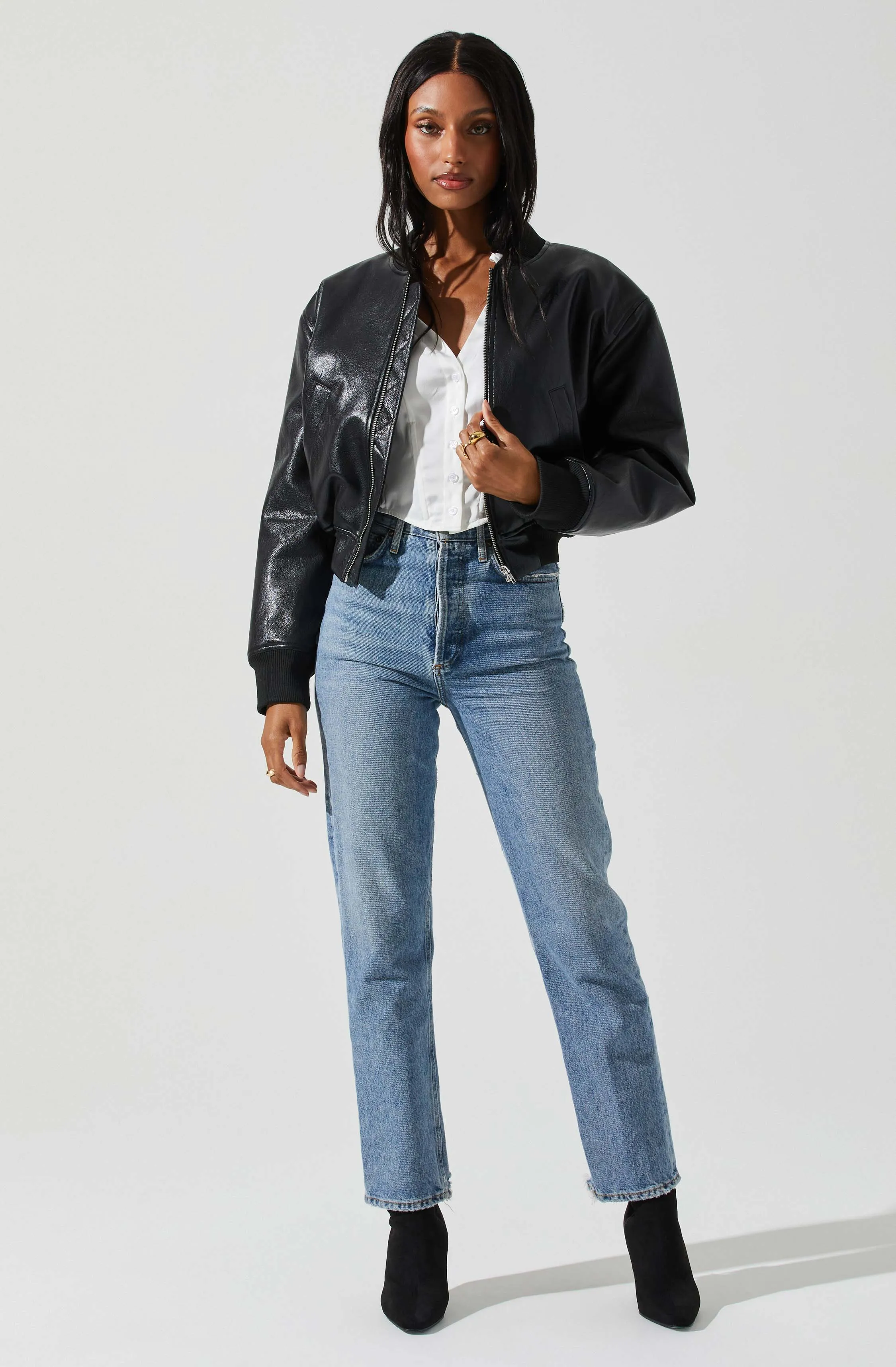 Avianna Faux Leather Bomber Jacket sold by Astr product image thumbnail 2