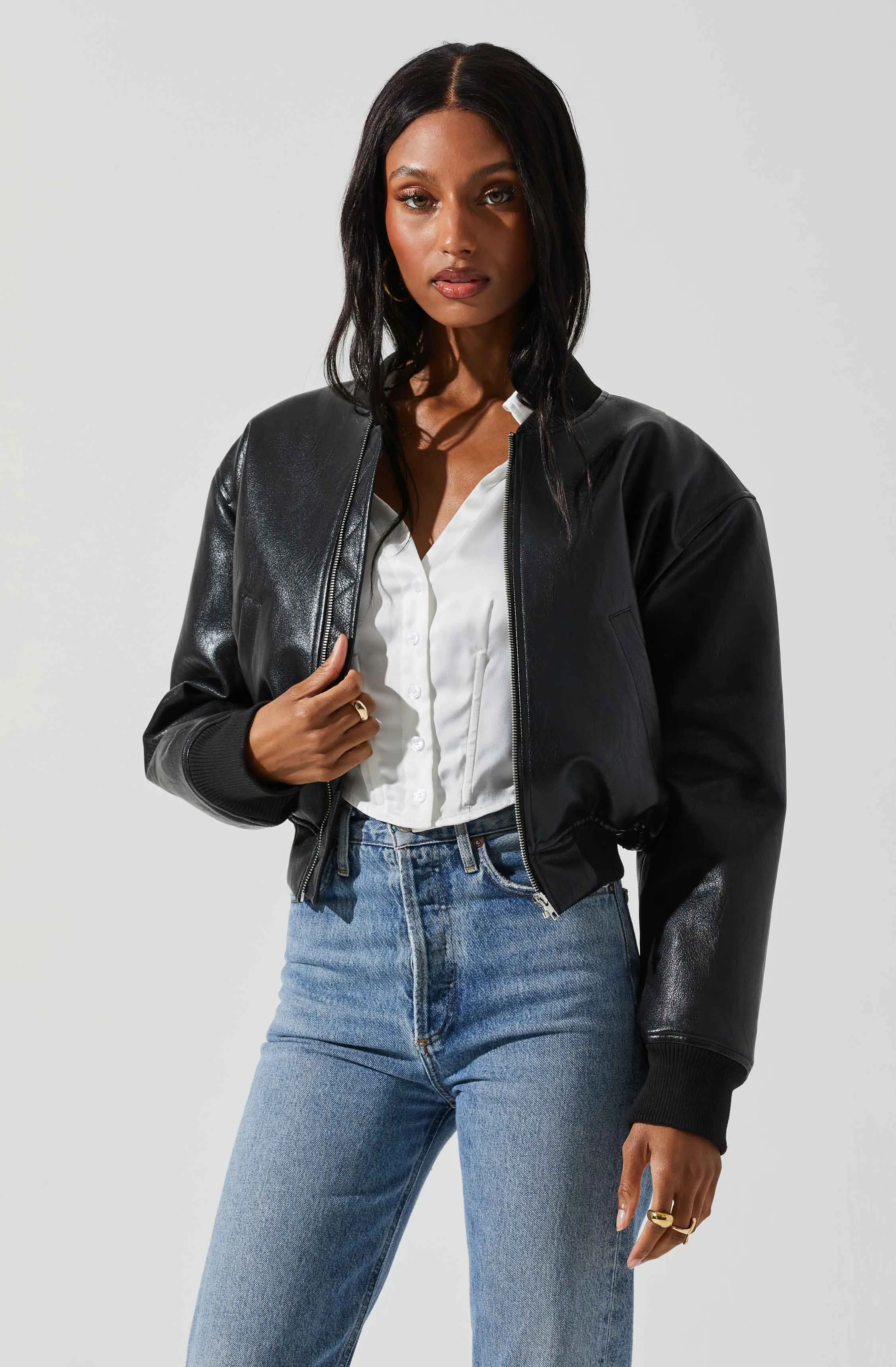 Avianna Faux Leather Bomber Jacket sold by Astr product image thumbnail 3