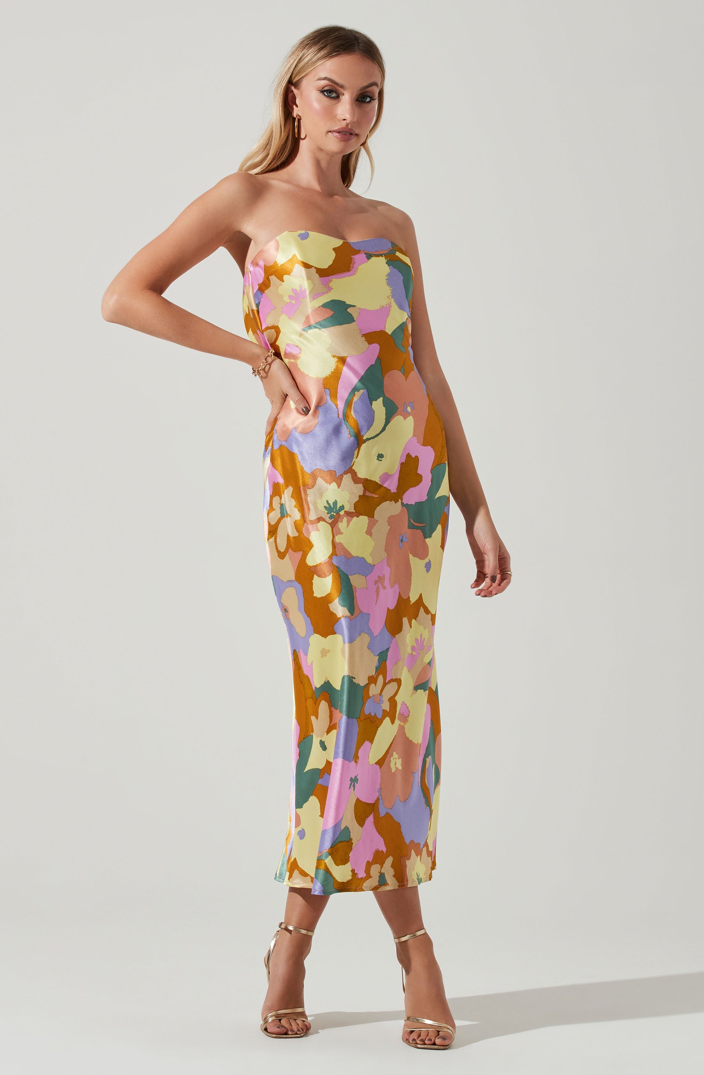 Annabeth Floral Strapless Midi Dress sold by Astr product image thumbnail 3