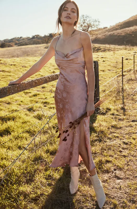 Gaia Floral Jacquard Midi Dress sold by Astr