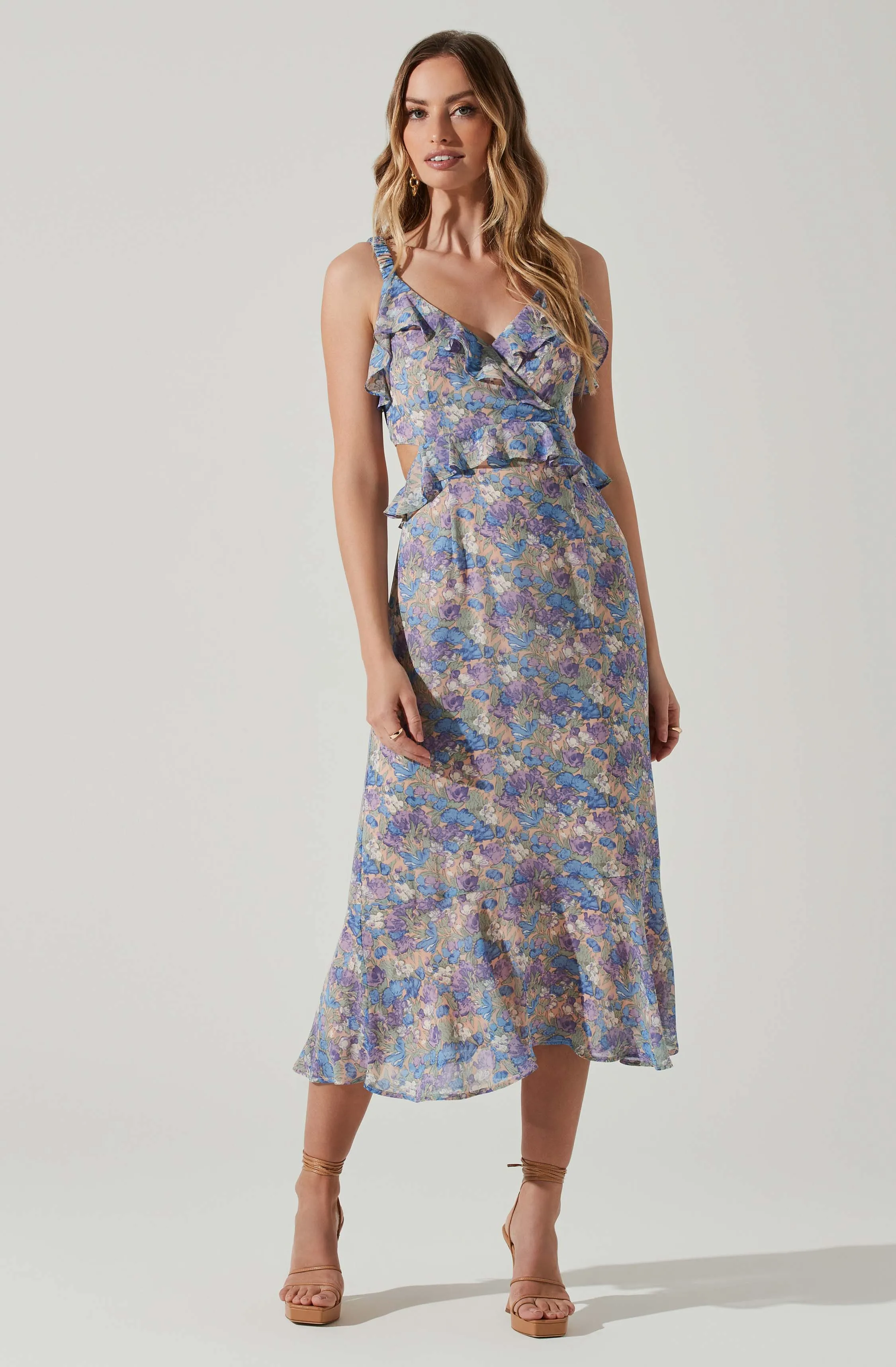 Wildflower Ruffle Cutout Midi Dress sold by Astr product image thumbnail 3