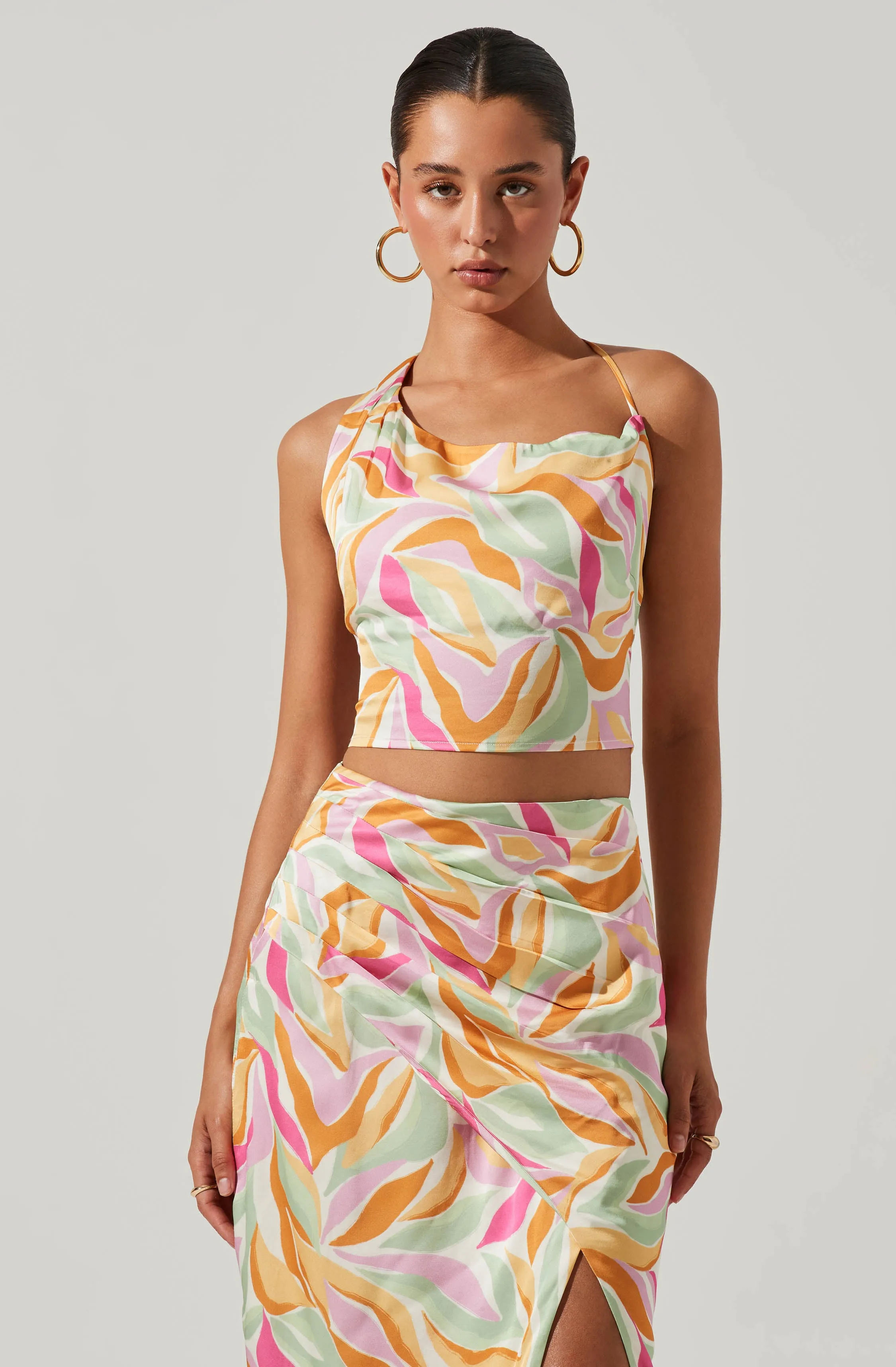 Triana Abstract Print Halter Crop Top sold by Astr