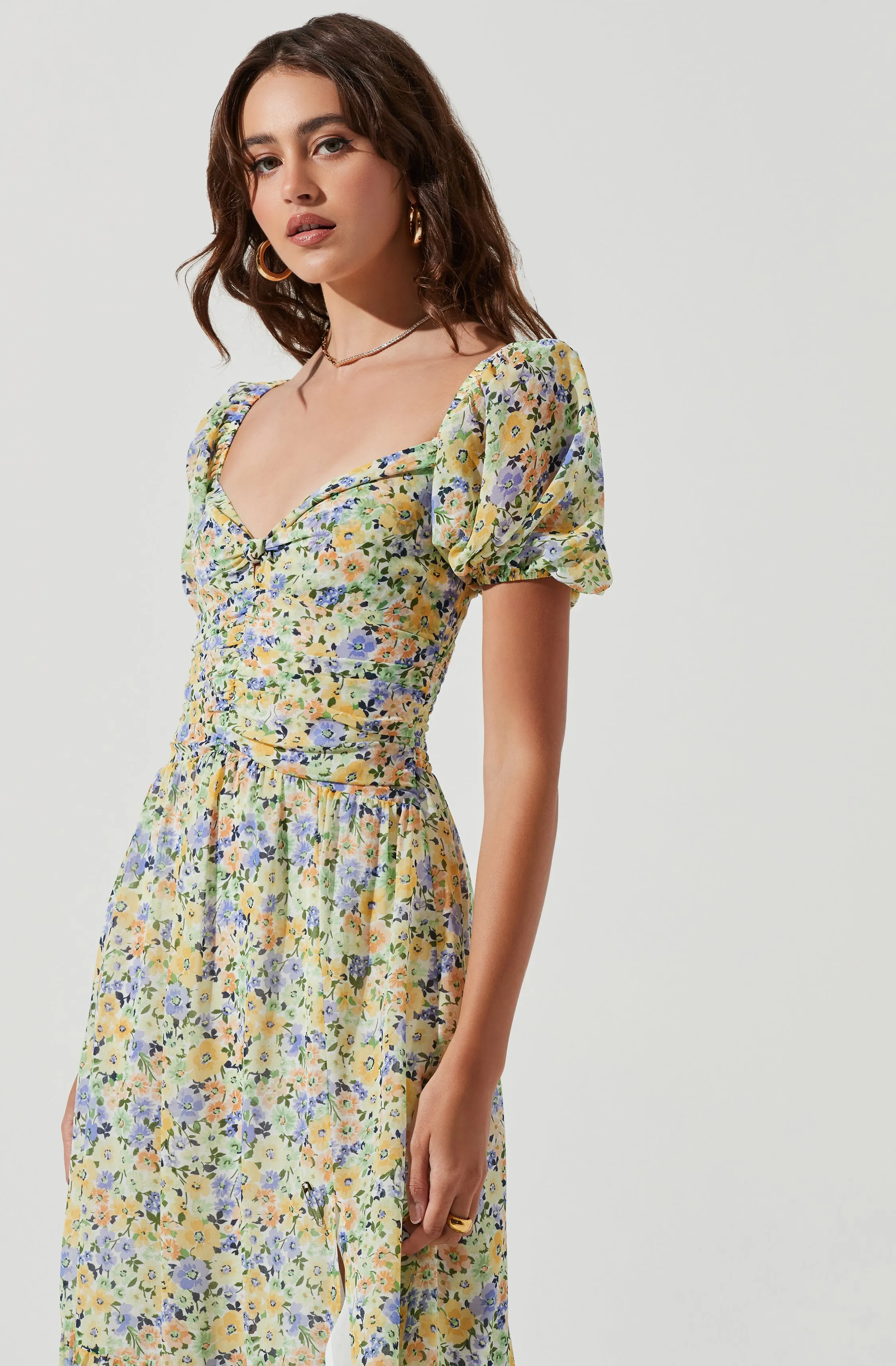 Irma Floral Puff Sleeve Midi Dress sold by Astr product image thumbnail 2