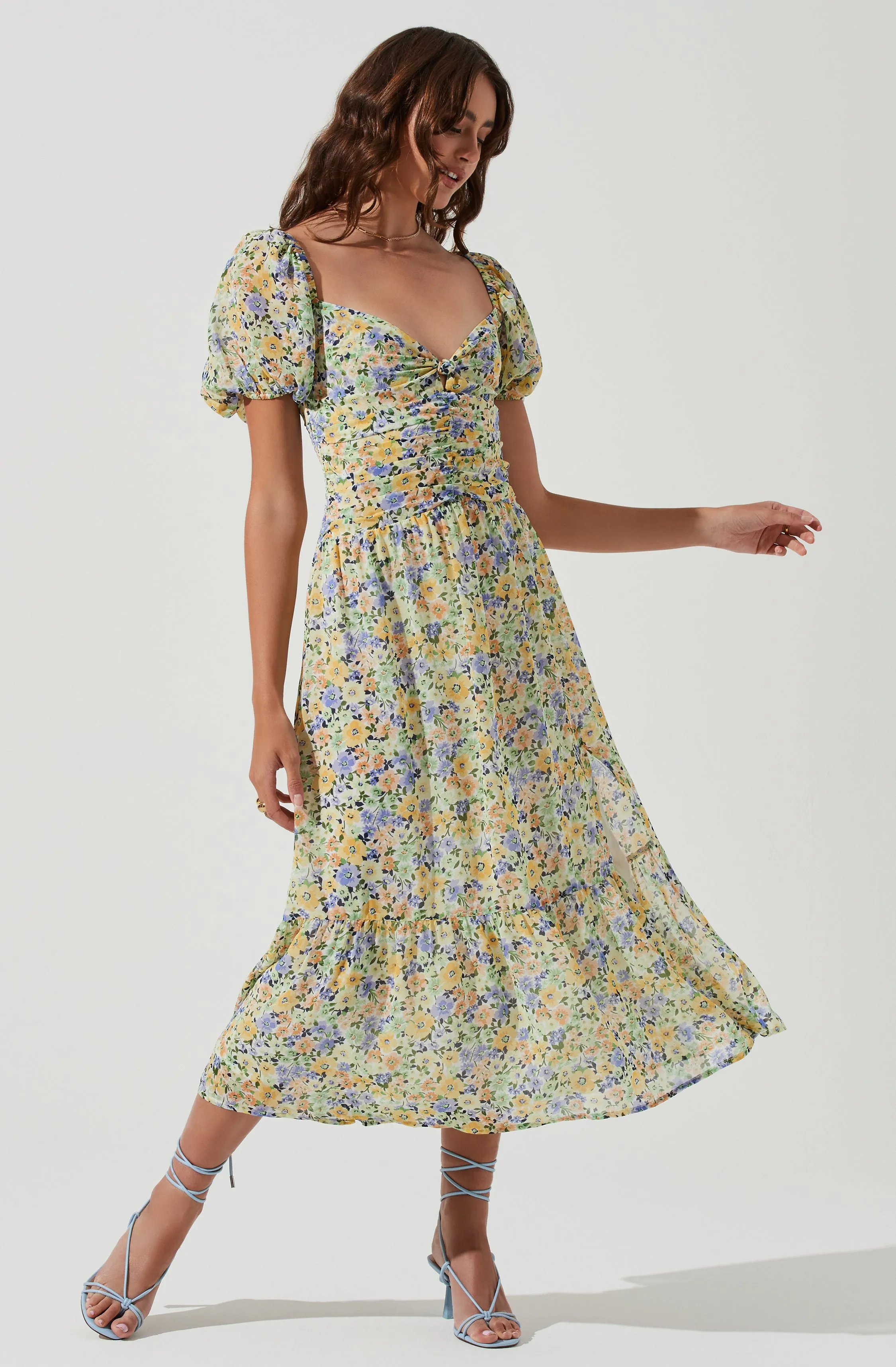 Irma Floral Puff Sleeve Midi Dress sold by Astr product image thumbnail 3