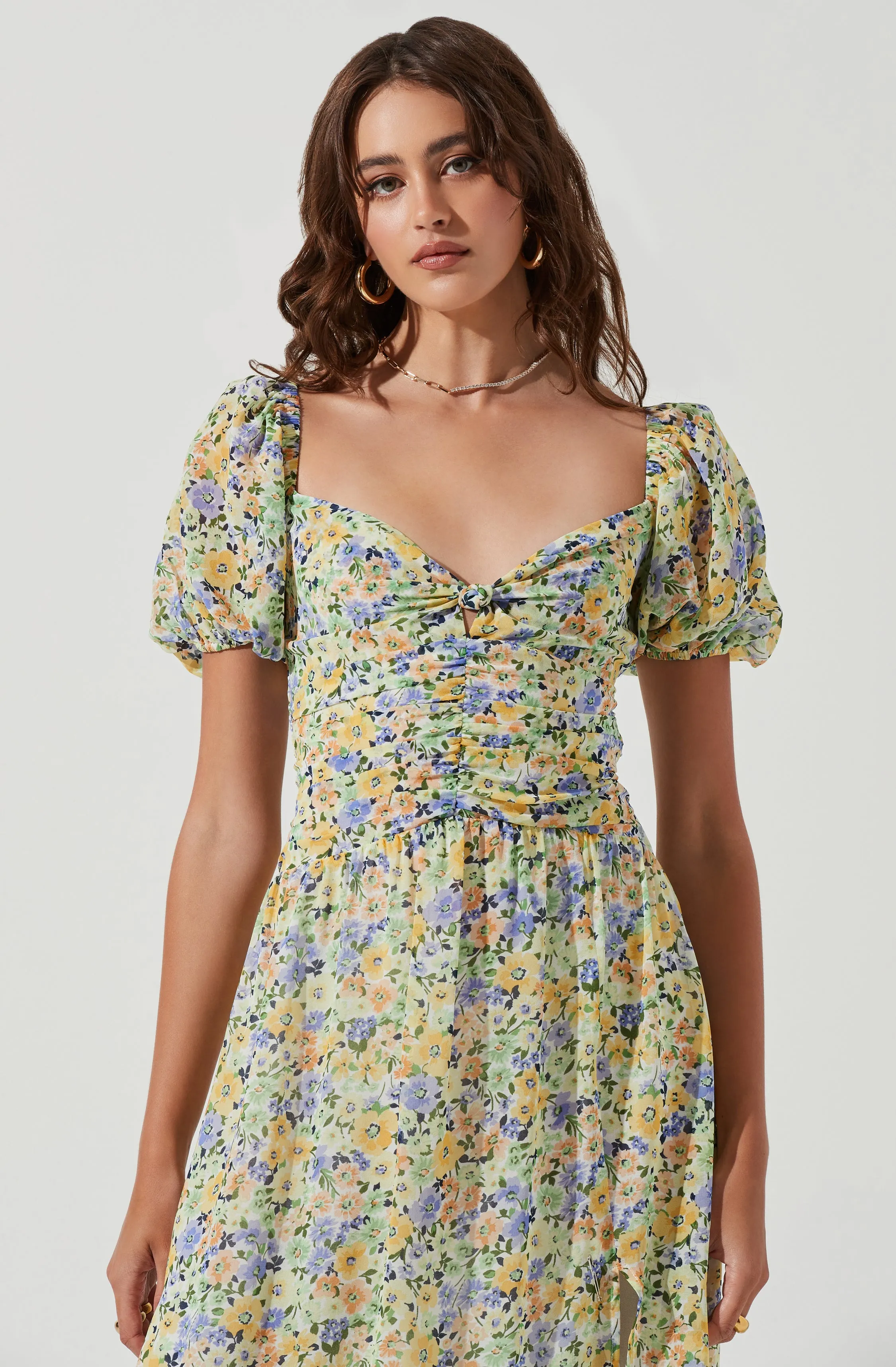 Irma Floral Puff Sleeve Midi Dress sold by Astr product image thumbnail 4