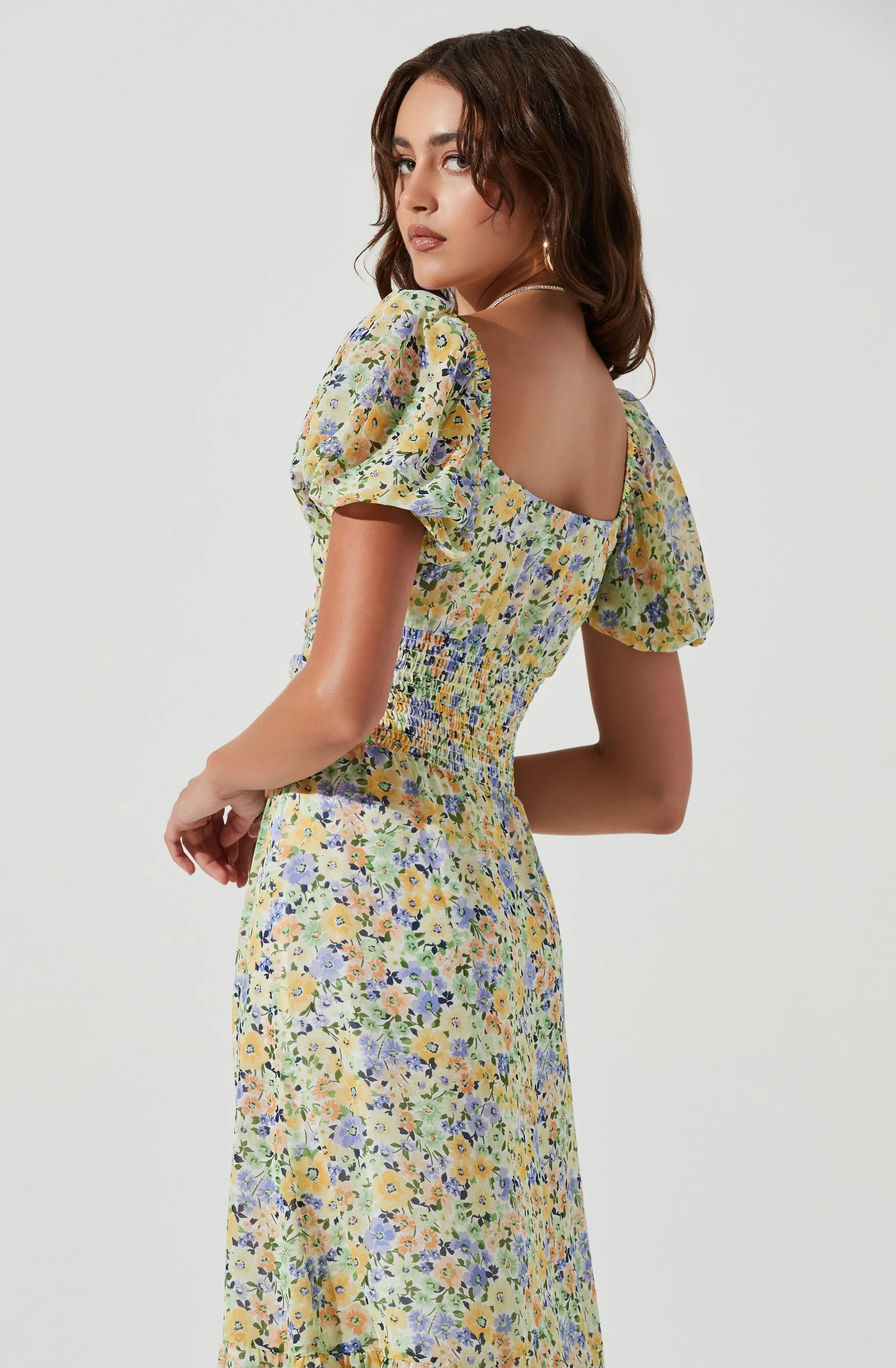 Irma Floral Puff Sleeve Midi Dress sold by Astr product image thumbnail 5