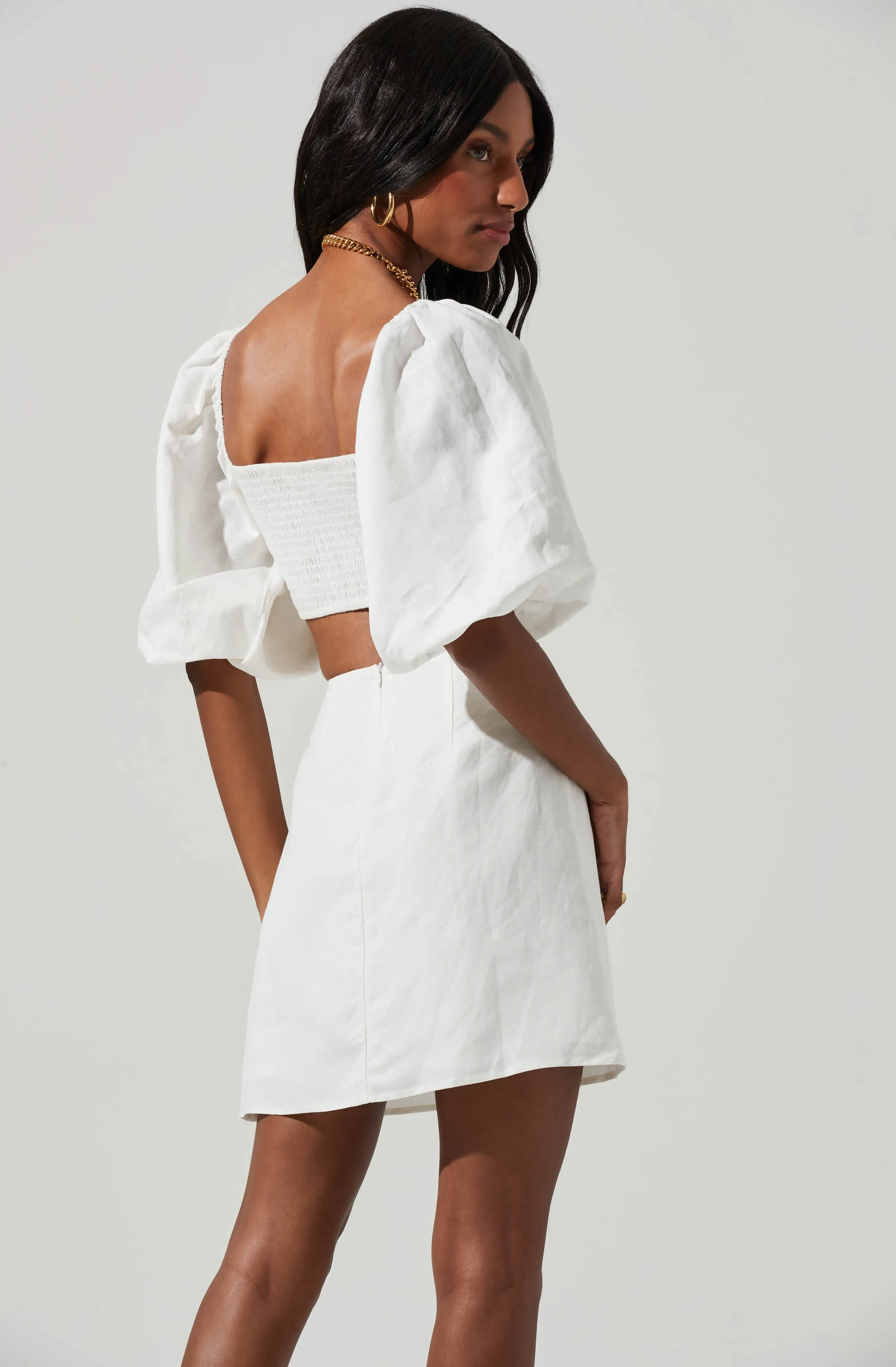 Heather Side Cutout Puff Sleeve Mini Dress sold by Astr product image thumbnail 5