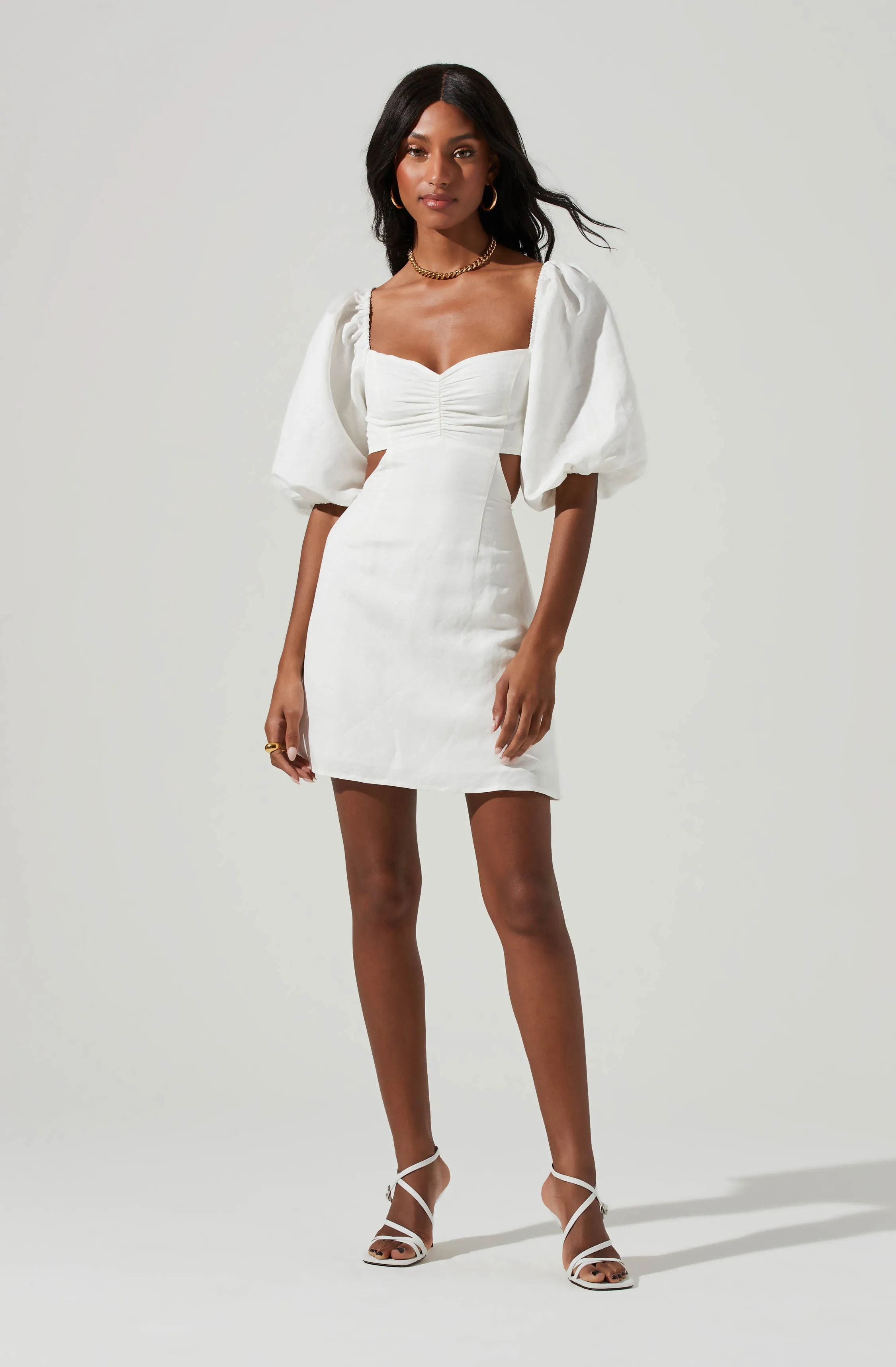 Heather Side Cutout Puff Sleeve Mini Dress sold by Astr