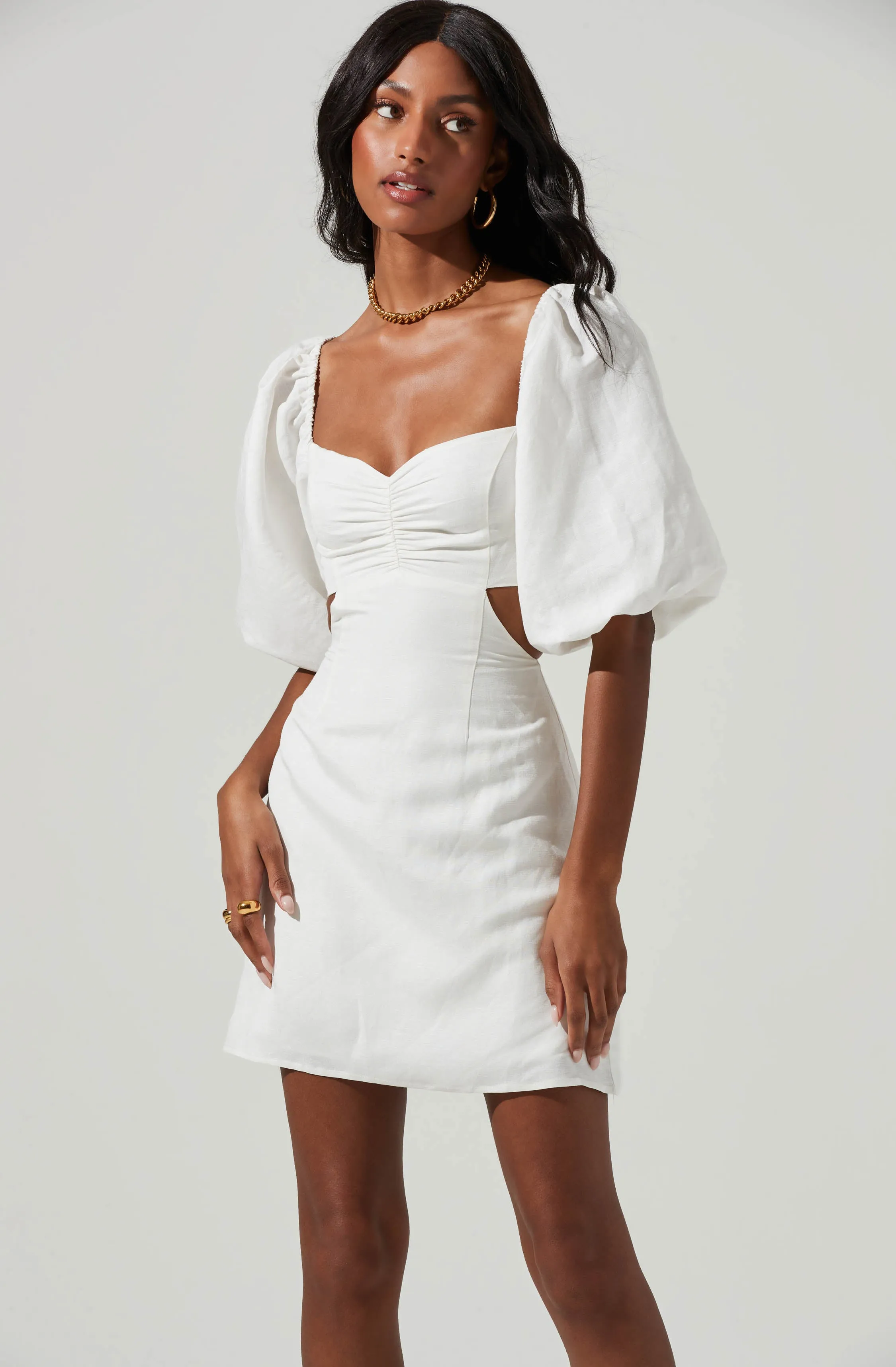 Heather Side Cutout Puff Sleeve Mini Dress sold by Astr product image thumbnail 4