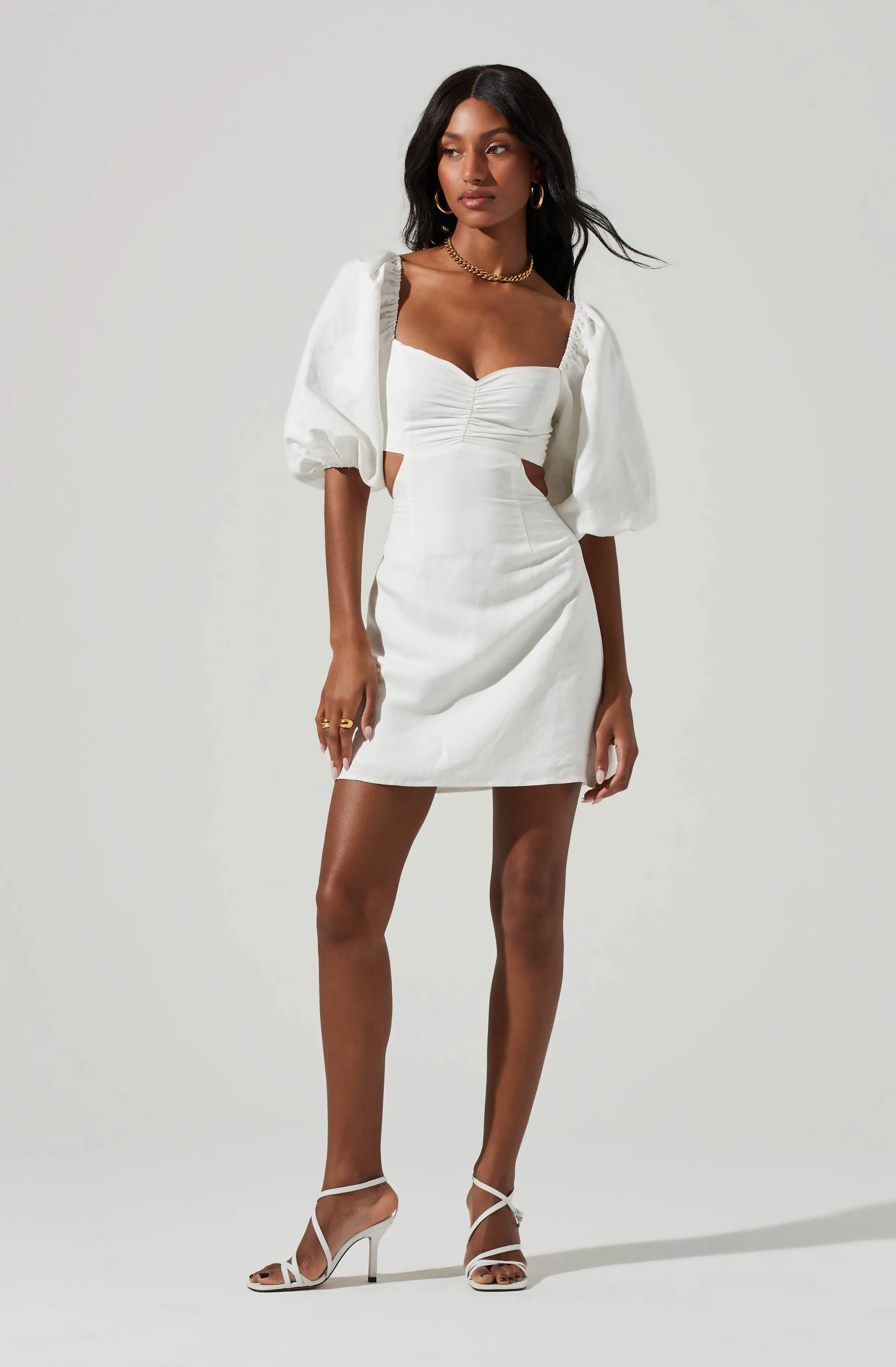 Heather Side Cutout Puff Sleeve Mini Dress sold by Astr product image thumbnail 2