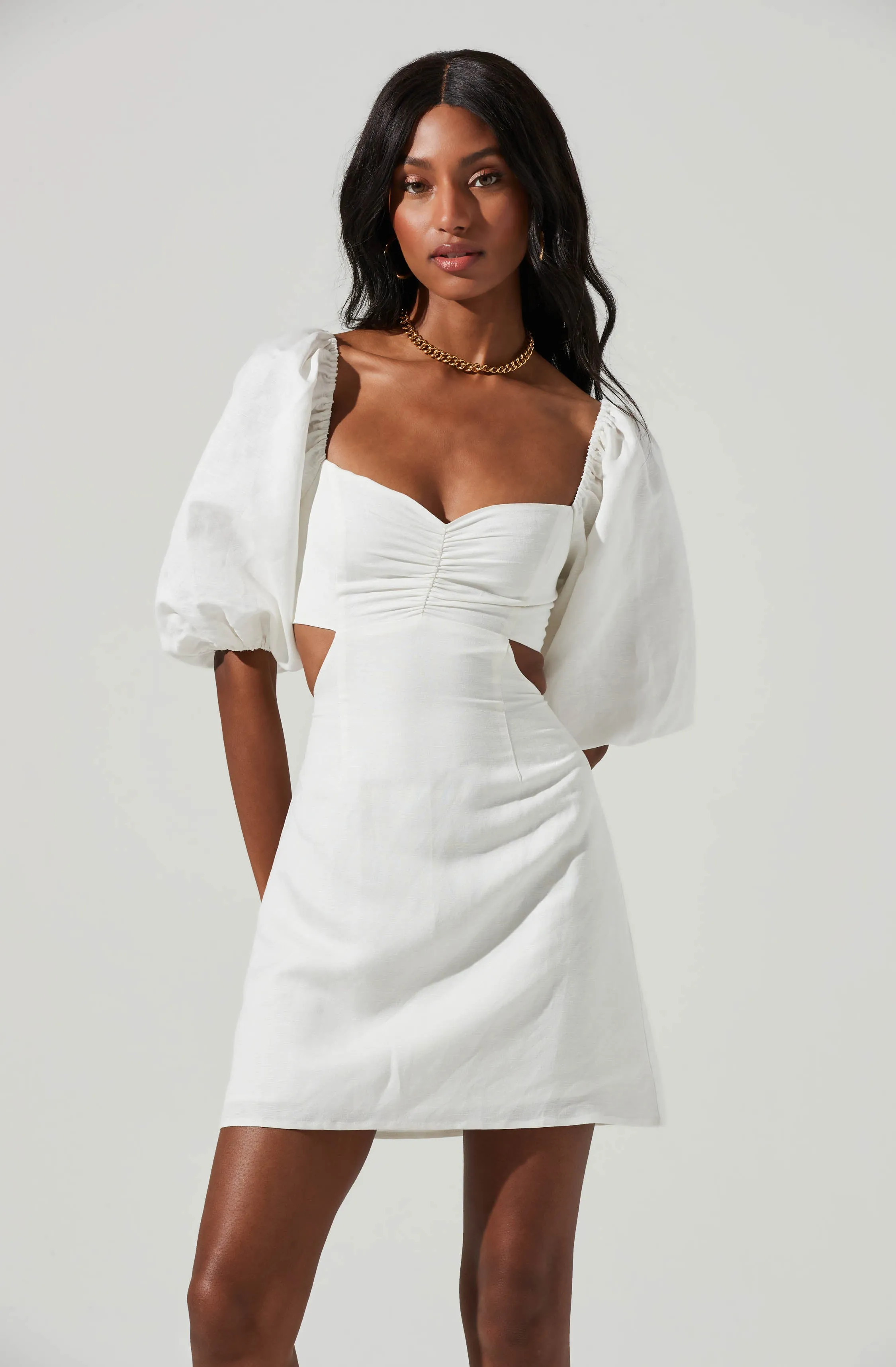 Heather Side Cutout Puff Sleeve Mini Dress sold by Astr product image thumbnail 3
