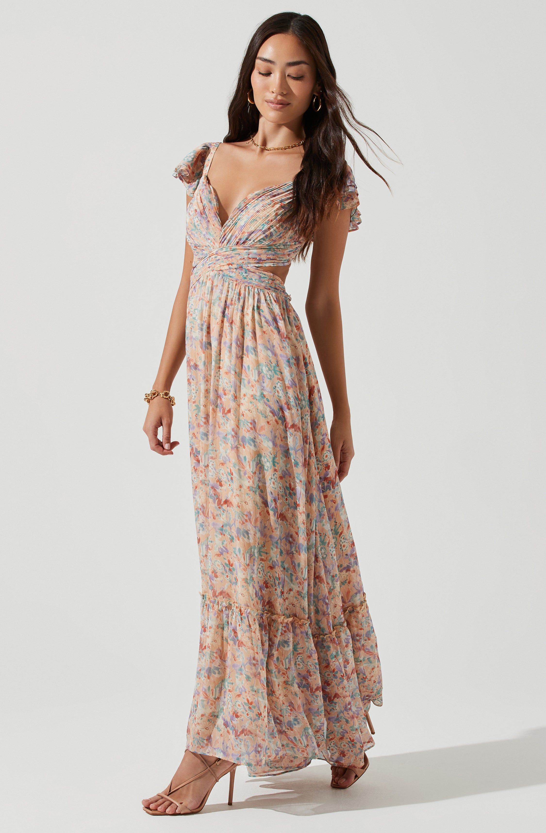 Primrose Floral Cross Strap Open Back Maxi Dress sold by Astr product image thumbnail 2