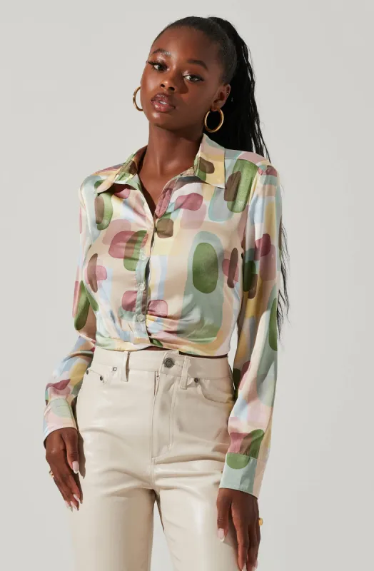 Camden Geo Print Button Down Top sold by Astr
