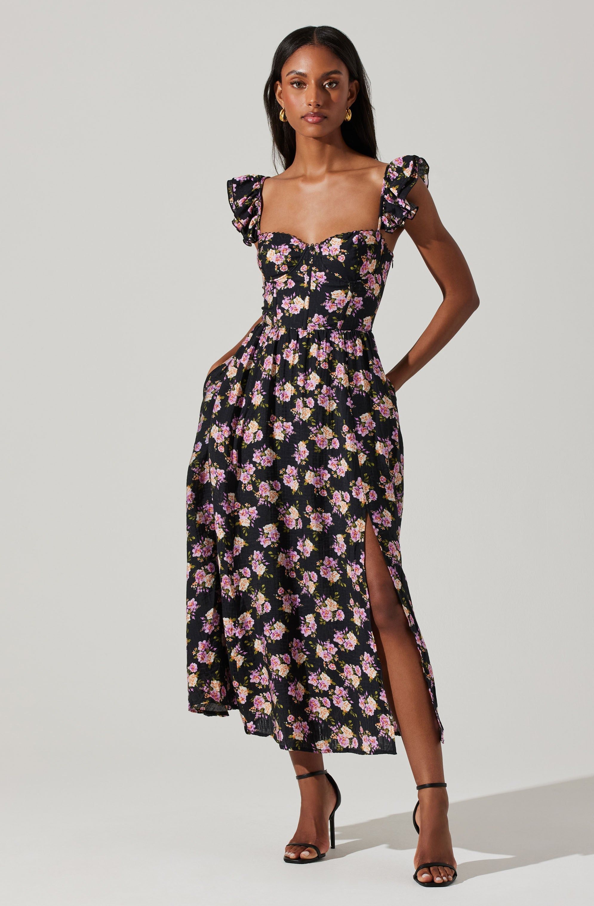 Wedelia Floral Bustier Ruffle Midi Dress sold by Astr product image thumbnail 3
