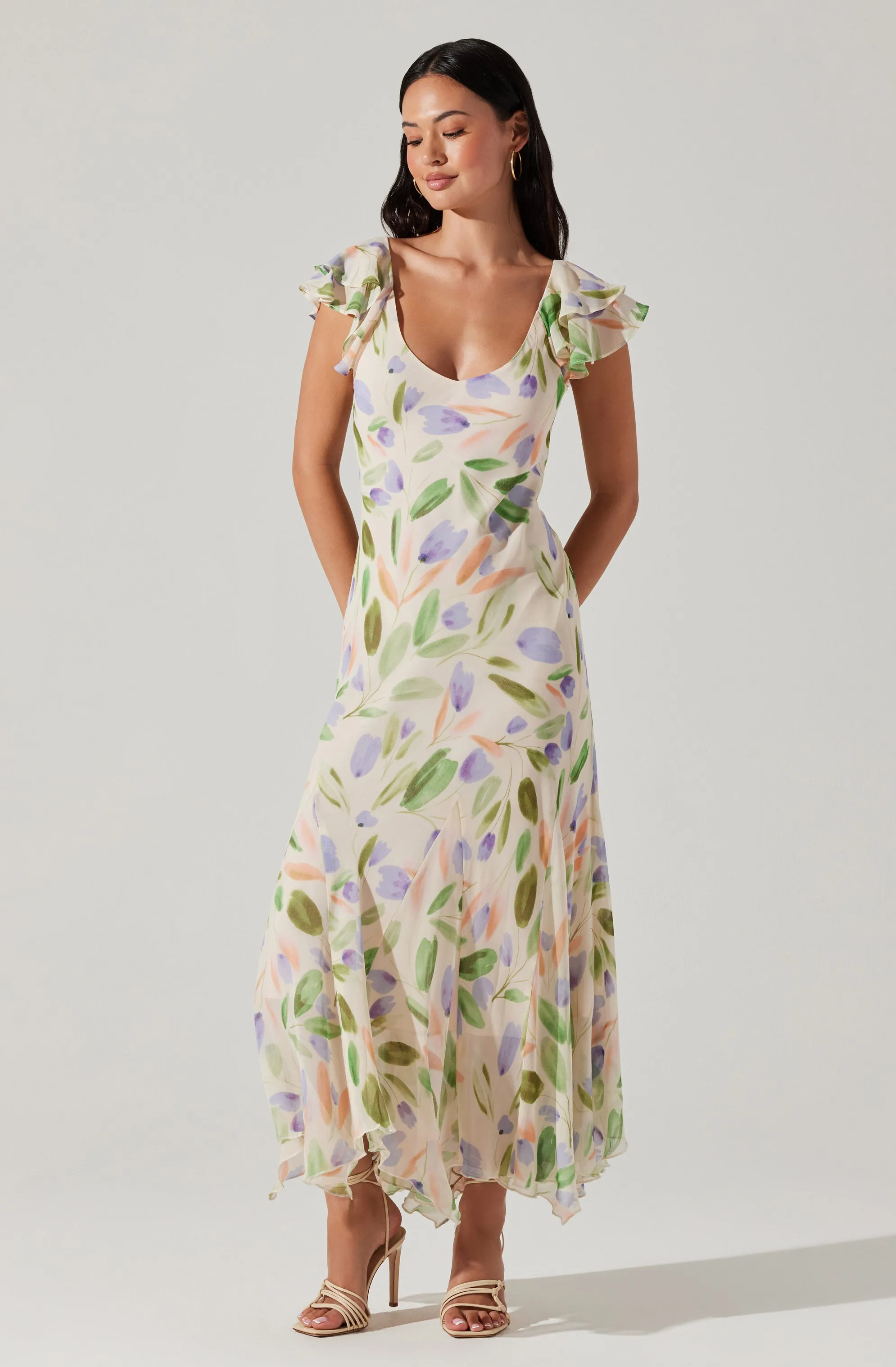 Wisteria Flutter Sleeve Maxi Dress sold by Astr product image thumbnail 3