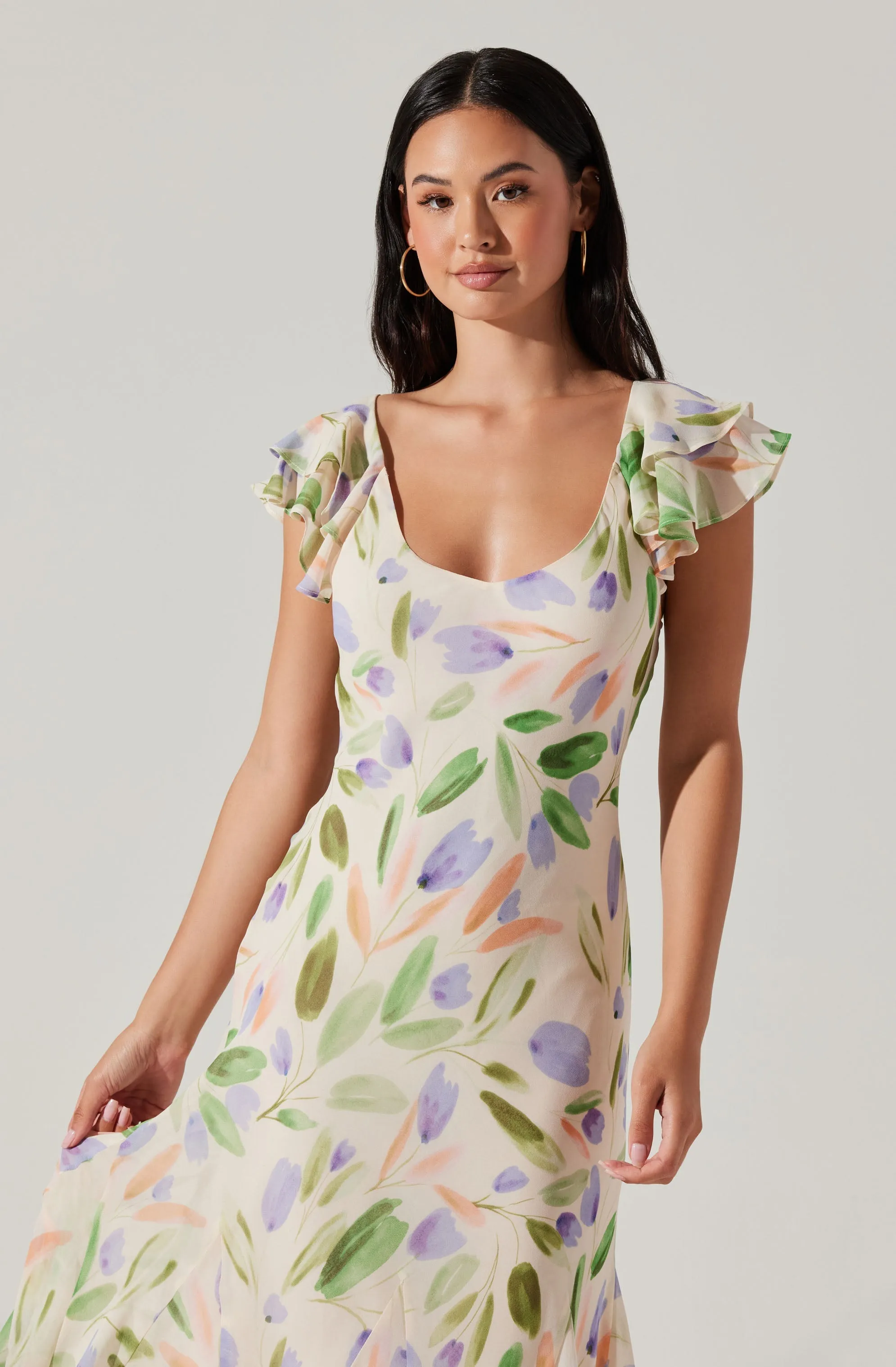 Wisteria Flutter Sleeve Maxi Dress sold by Astr product image thumbnail 4