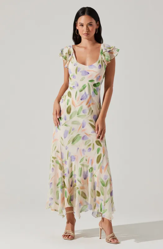 Wisteria Flutter Sleeve Maxi Dress sold by Astr
