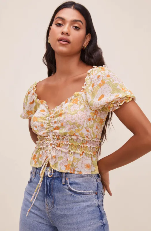 Jayla Floral Puff Sleeve Top sold by Astr
