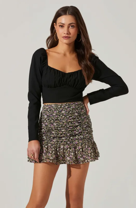 Long Sleeve Sweetheart Neck Crop Top sold by Astr