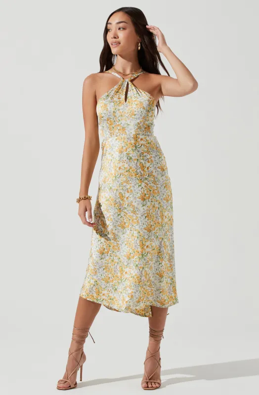 Sandrine Floral Halter Midi Dress sold by Astr