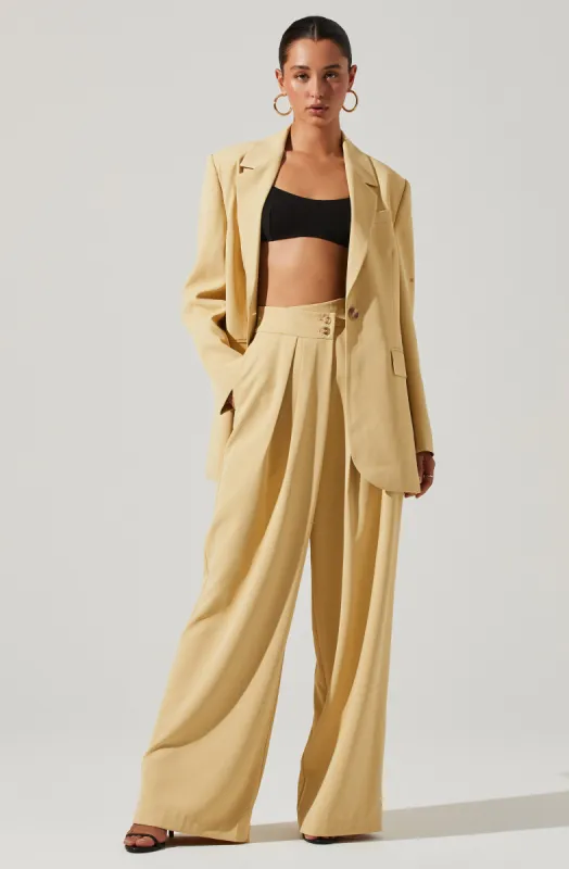 Boyfriend Criss Cross Pleated Wide Leg Pants sold by Astr