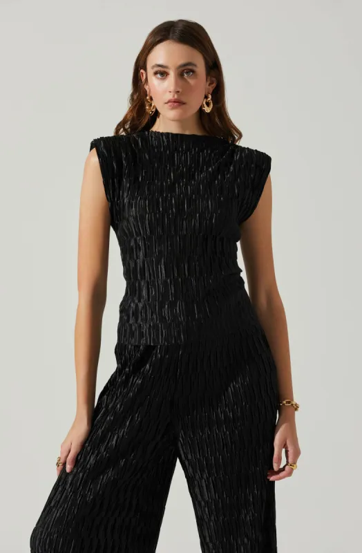 Jorja Textured Sleeveless Top sold by Astr