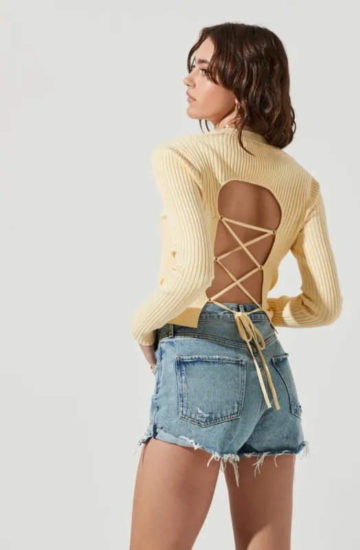 Avila Ribbed Knit Strappy Back Sweater sold by Astr