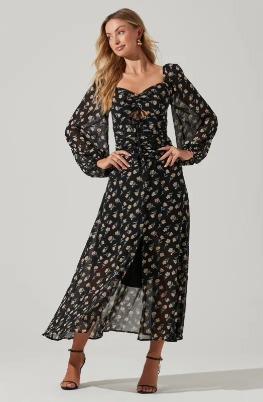 Long Sleeve Sweetheart Neck Midi Dress sold by Astr