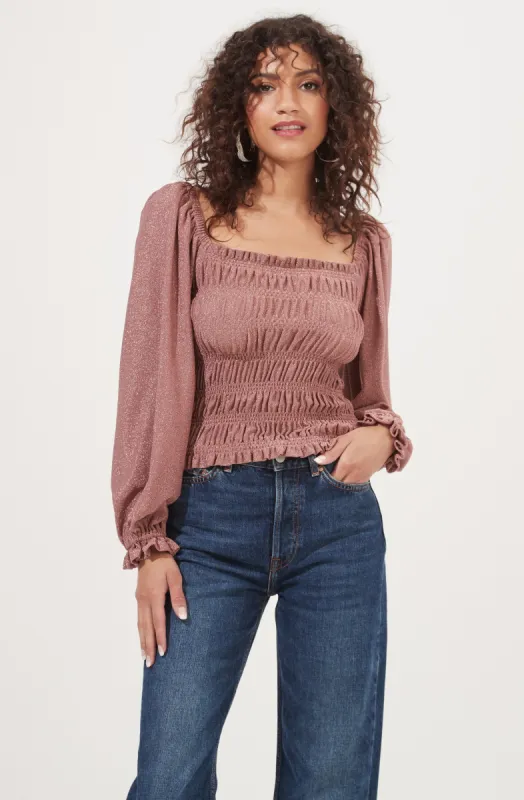 Tabitha Smocked Square Neck Top sold by Astr