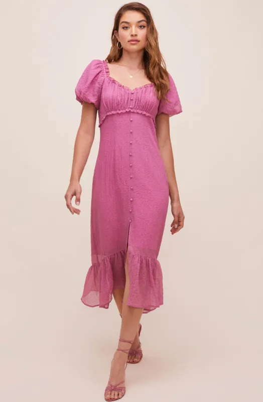 Rocco Puff Sleeve Midi Dress made by Astr