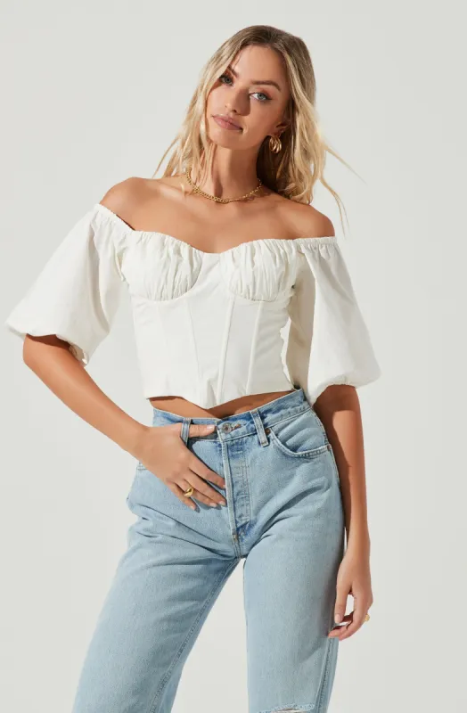 Brixton Off Shoulder Corset Half Sleeve Top sold by Astr
