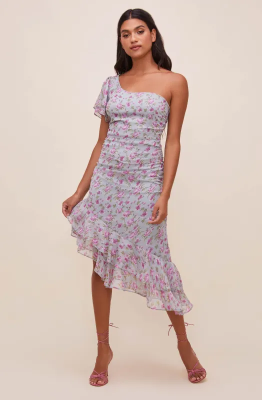 Lisa Floral One Shoulder Dress made by Astr