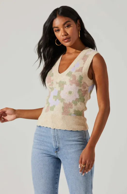 Floral Pattern Sweater Vest sold by Astr