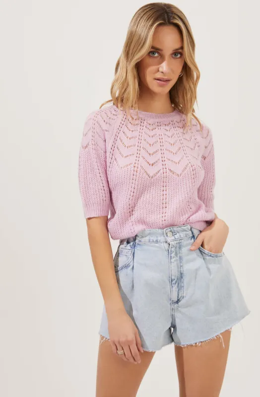 Short Sleeve Pointelle Sweater sold by Astr