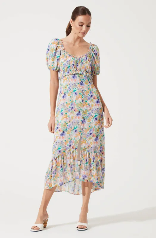 Balloon Sleeve Sweetheart Floral Maxi sold by Astr