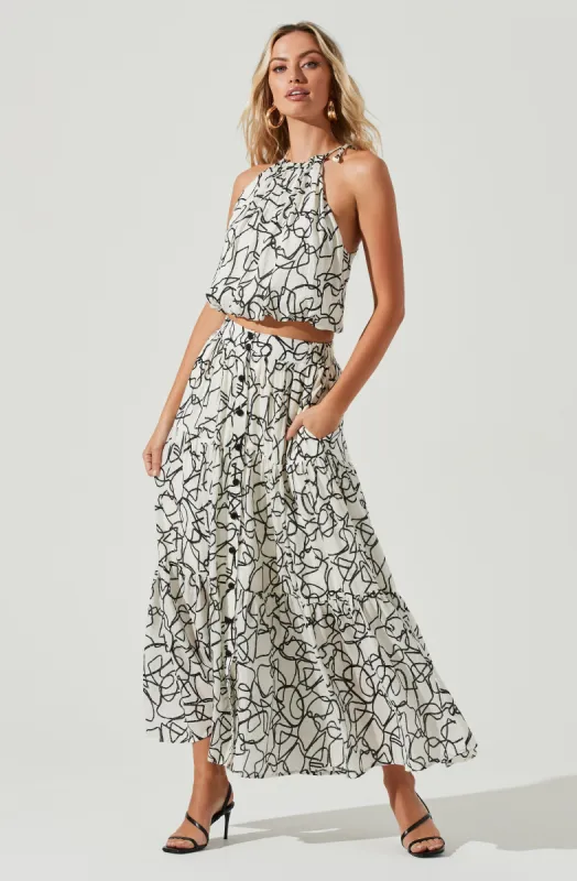 Cecile Abstract Print Midi Skirt sold by Astr