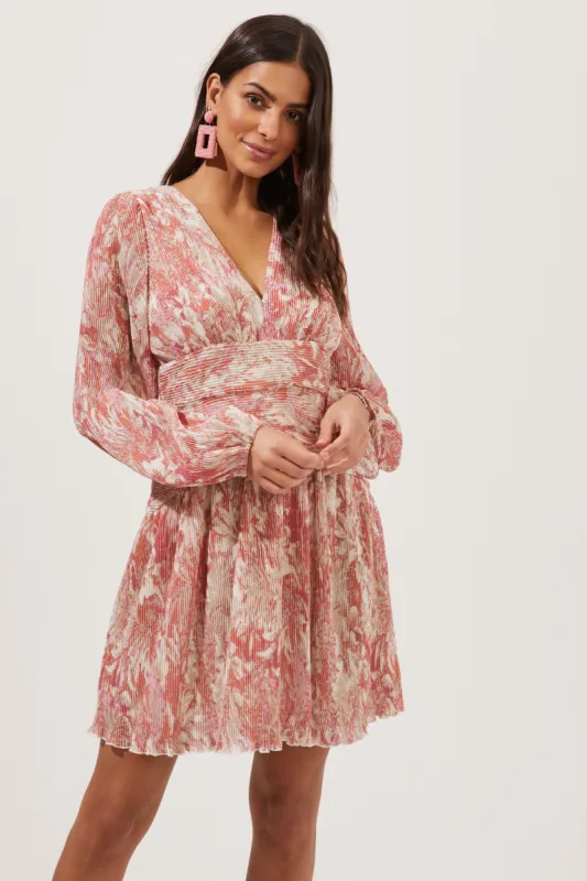 Floral Long Sleeve Plisse Wrap Front Dress sold by Astr